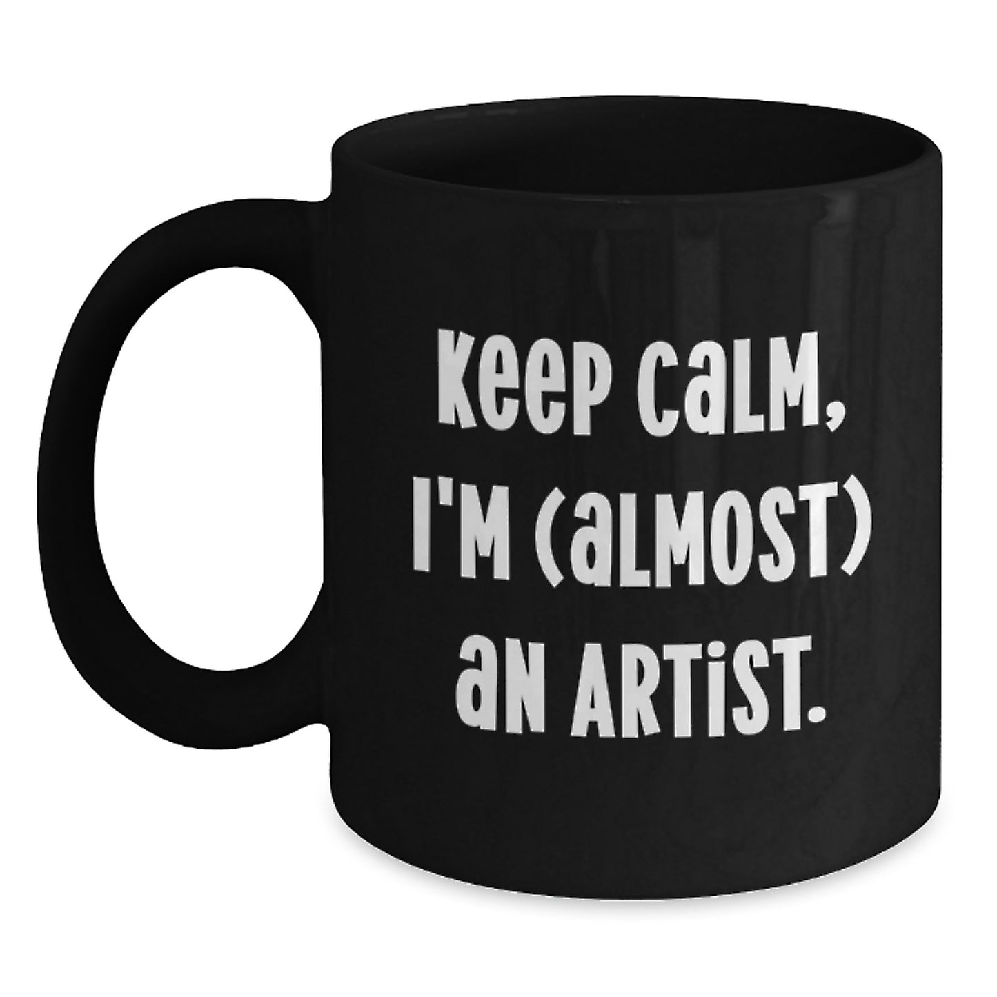 Gifts from Friends for Artist Men, Unique Christmas Mugs with Funny Quote, Black Ceramic 15oz Coffee Mug - Main