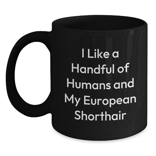Funny European Shorthair Cat Black Coffee Mugs Gifts from Friends to Family for Christmas Memorable Present - Main