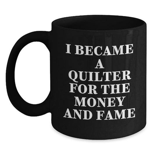 Funny Quilter Gifts from Friends, Quilting Humor Mugs for Women, Black Coffee Mug for Quilter's Valentine's Unique Gifts - Main