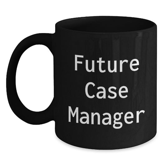 Funny Case Manager Gifts for Christmas, Black Coffee Mug, 'Future Case Manager, Coffee Fuels My Passion'- Enamel Mug, Gifts from Friends, Family, Coworkers - Main