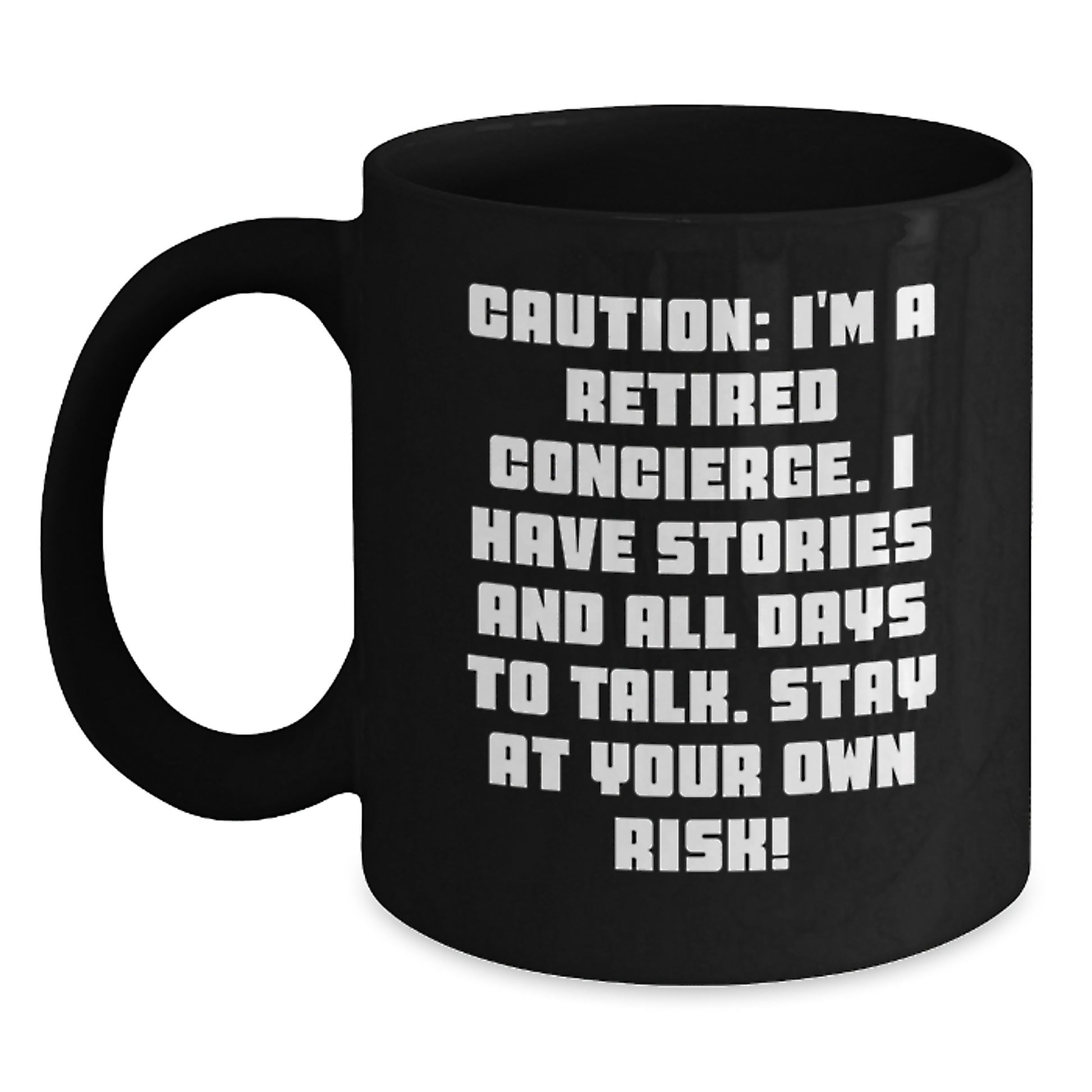 Concierge Christmas Unique Gifts from Friends and Family - Funny Retired Concierge Black Coffee Mug - Main