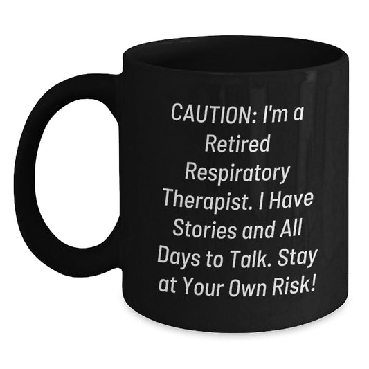 Funny Gift for Respiratory Therapist - 'I Have Stories' Black Coffee Mug, Perfect for Christmas Unique Gifts from Friends or Family - Main