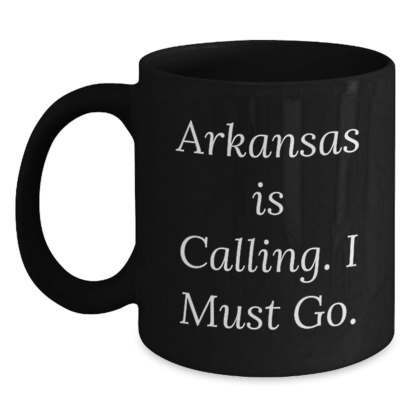 Funny Arkansas Gifts for Friends, Black Coffee Mug with 'Arkansas Is Calling, I Must Go' Quote, Ideal Gift from Men to Family or Coworkers for Christmas Unique Gifts - Main