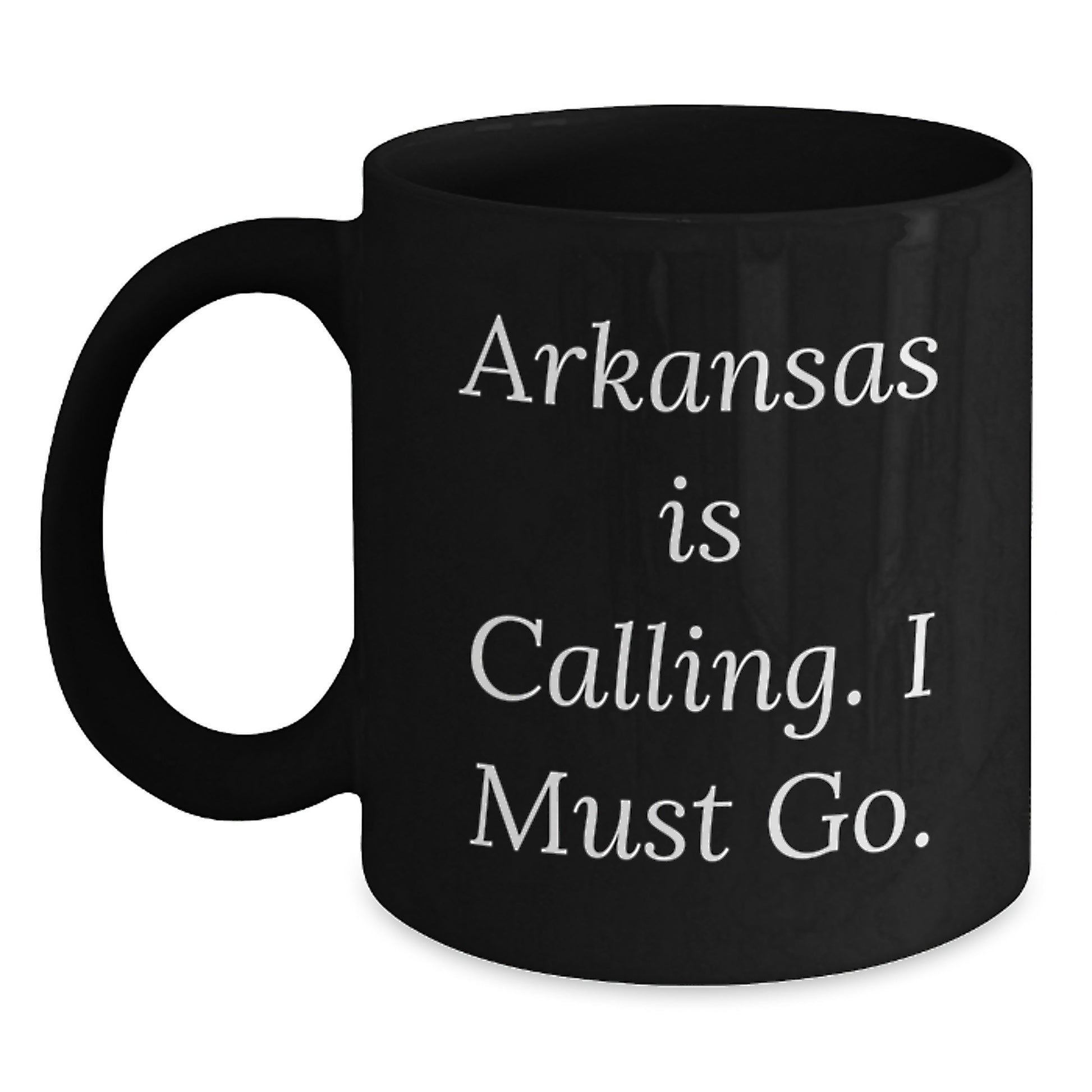 Funny Arkansas Gifts for Friends, Black Coffee Mug with 'Arkansas Is Calling, I Must Go' Quote, Ideal Gift from Men to Family or Coworkers for Christmas Unique Gifts - Main