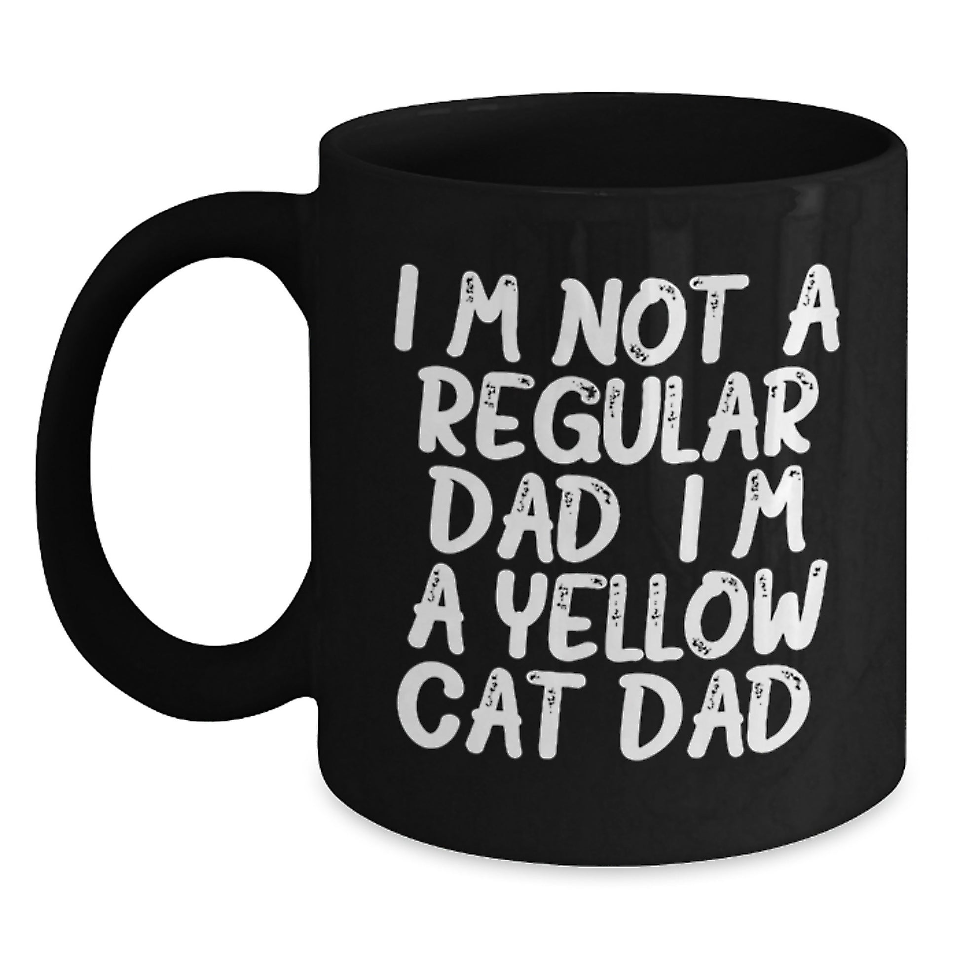 Laughing Yellow Cat Dad Gifts for Men Friends Family - Funny Birthday Black Coffee Mug - Main