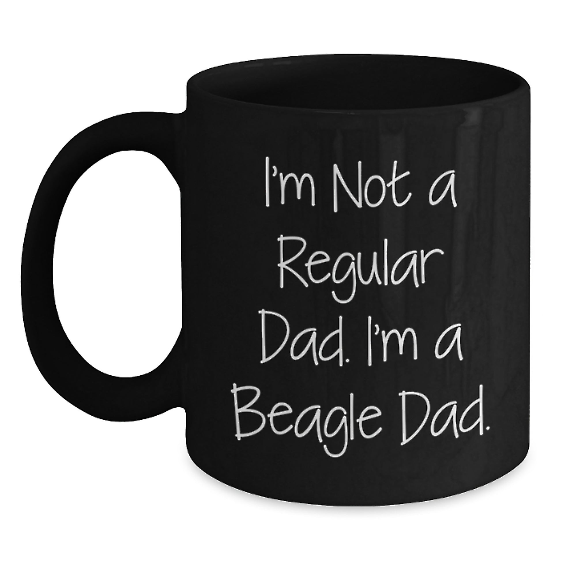 Beagle Dog Dad Gifts from Men to Graduating Students - Black Coffee Mug with Funny Quote - Main