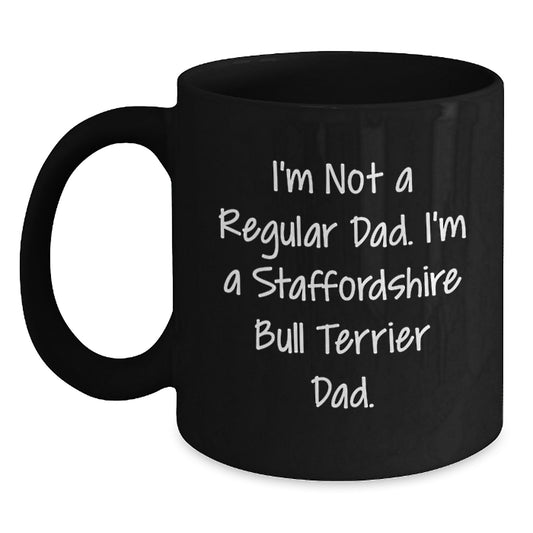 Staffordshire Bull Terrier Dad Unique Christmas Unique Gifts for Dog Lovers Black Coffee Mug Gifts from Family - Main