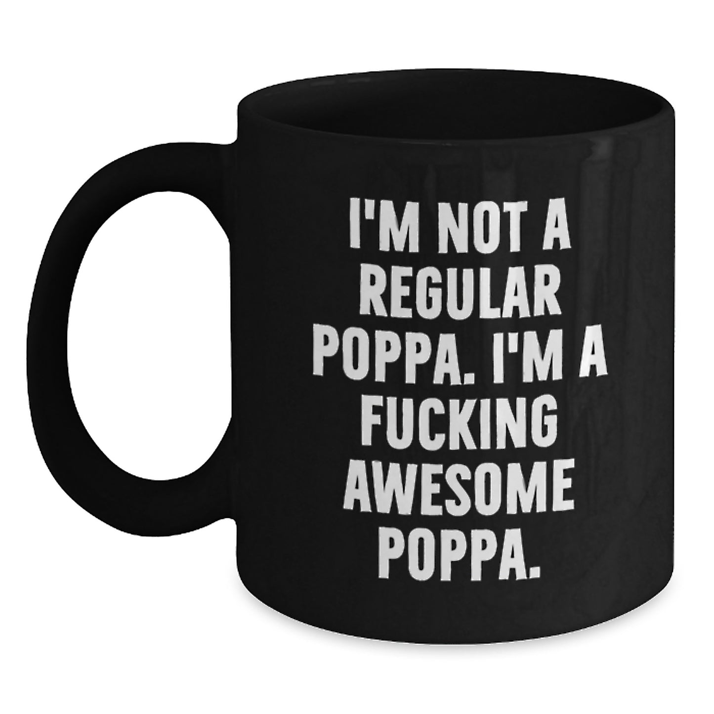 Funny Poppa Black Coffee Mug Gifts for Poppa from Family, Great Unique Christmas Memorable Presents for Men - Main