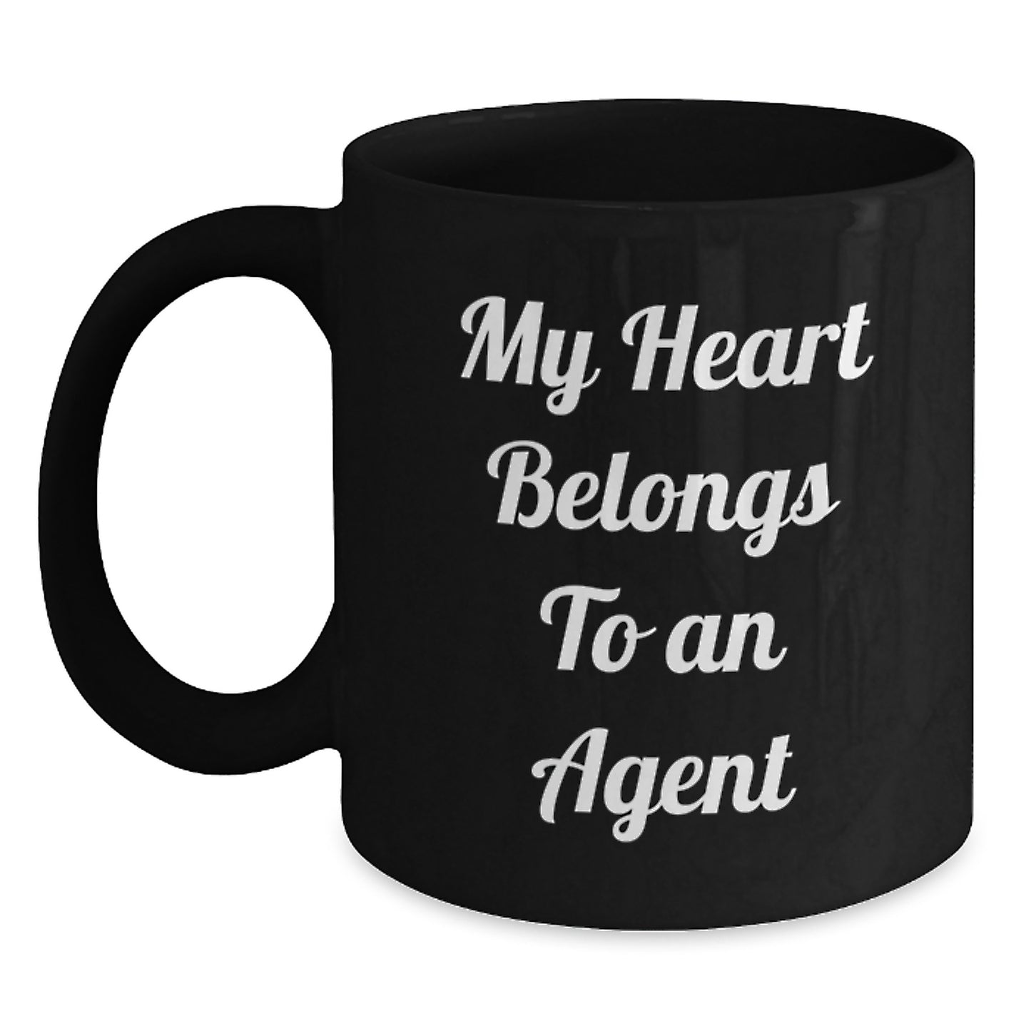 Funny Agent Gifts from Friends, Black Coffee Mug with My Heart Belongs To An Agent Quote, Christmas Unique Gifts for Agent Lovers - Main