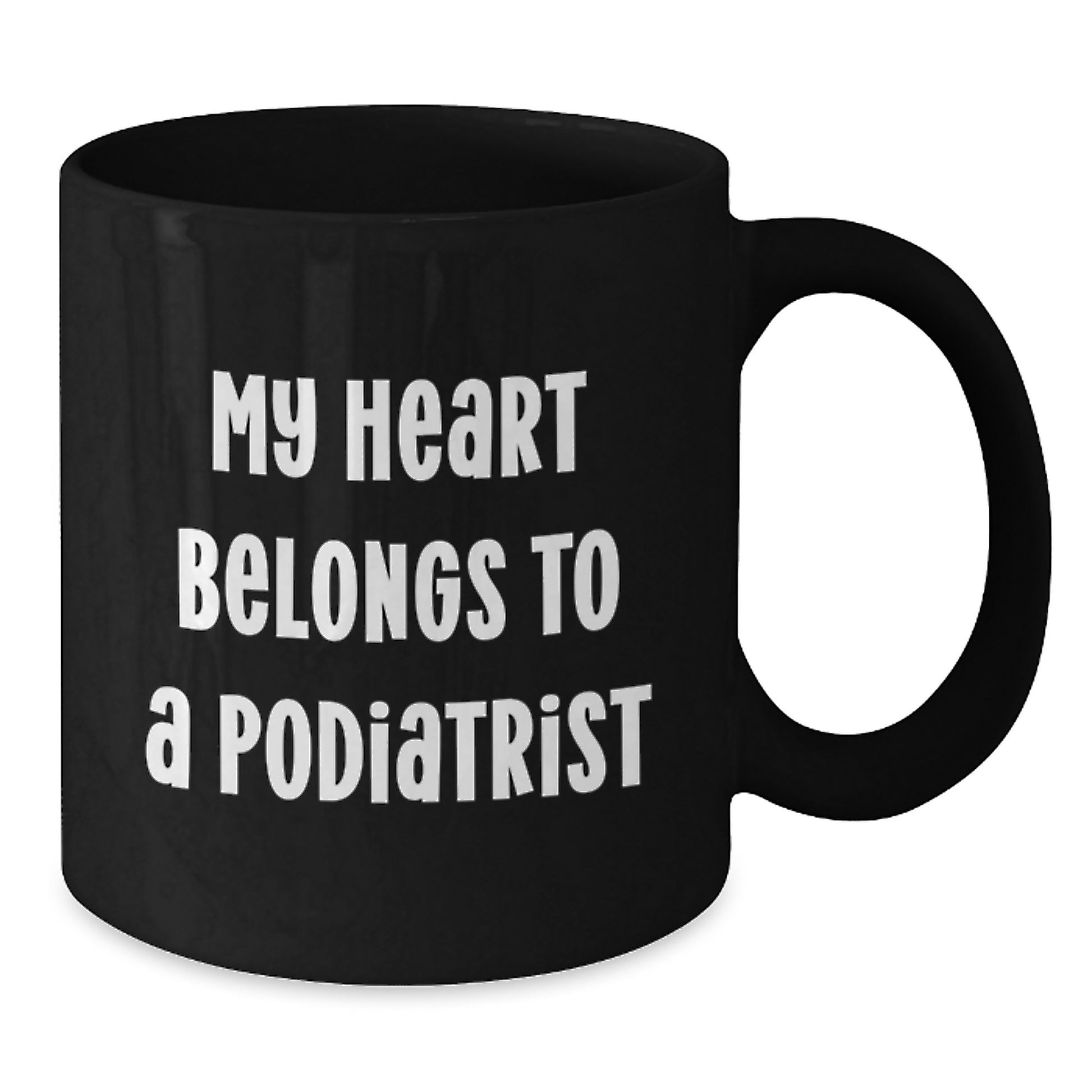 Funny Podiatrist Gifts for Him, Christmas Unique Black Coffee Mugs with Quote 'My Heart Belongs To A Podiatrist' - Additional
