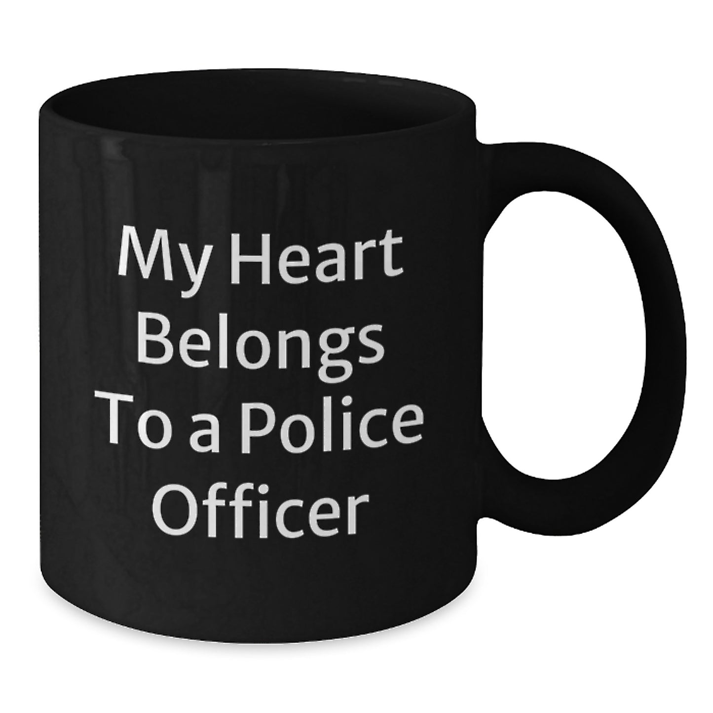 Funny Police Officer Black Coffee Mug Gifts for Men My Heart Belongs To A Police Officer, Inspirational Mug for Police Officers, Unique Gifts from Friends for Christmas - Additional