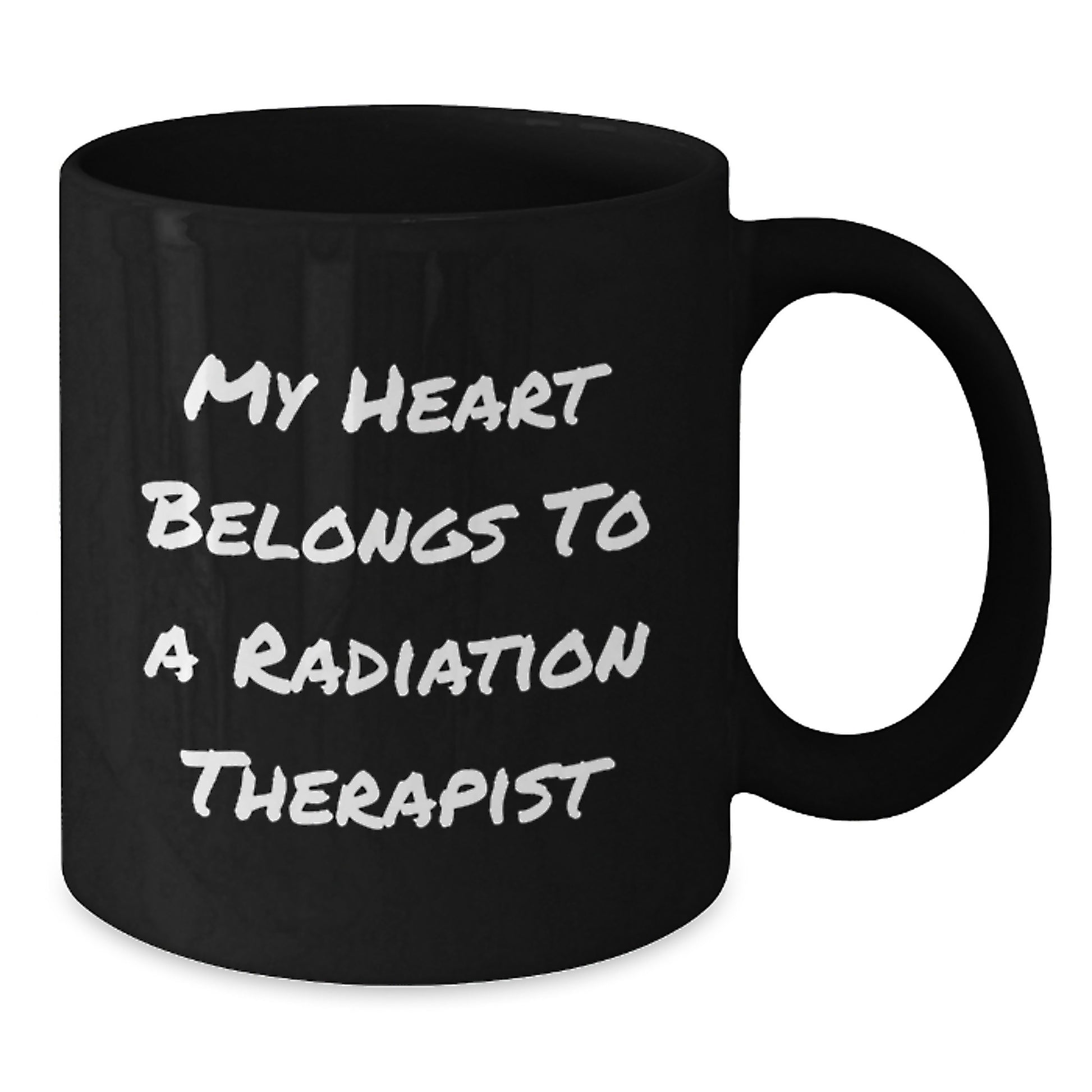 Funny Radiation Therapist Gifts for Him, Black Coffee Mug, My Heart Belongs To A Radiation Therapist, Christmas Unique Gifts from Men to Radiation Therapist - Additional