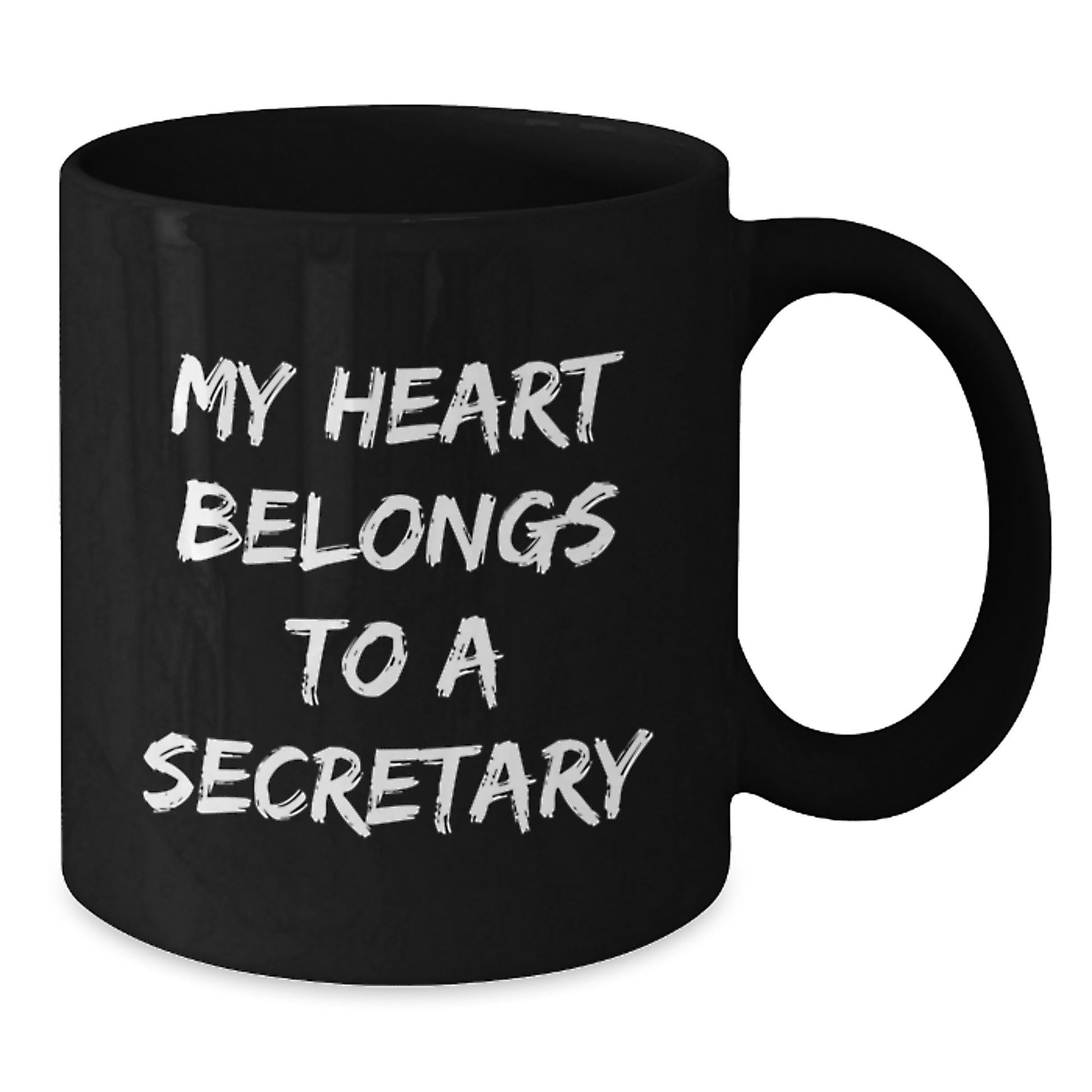 Funny Secretary Gifts from Friends Christmas Unique Mugs, 'My Heart Belongs To A Secretary' Black Coffee Ceramic Mug, 11oz or 15oz, Gifts for Secretary - Additional
