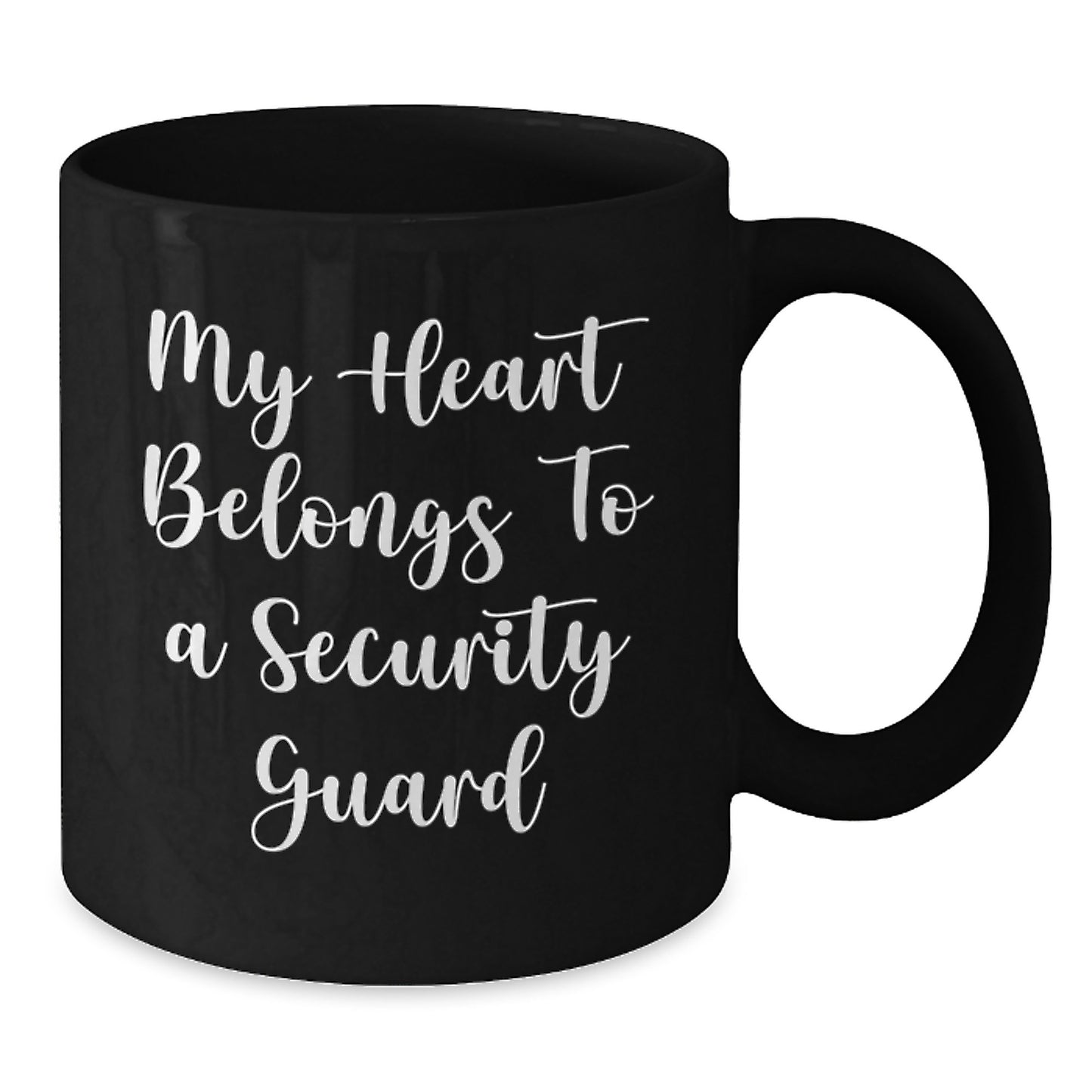Funny Security Guard Gifts From Men to Husband for Christmas Unique Mugs My Heart 'Belongs To A Security Guard' Black Coffee Mug - Additional