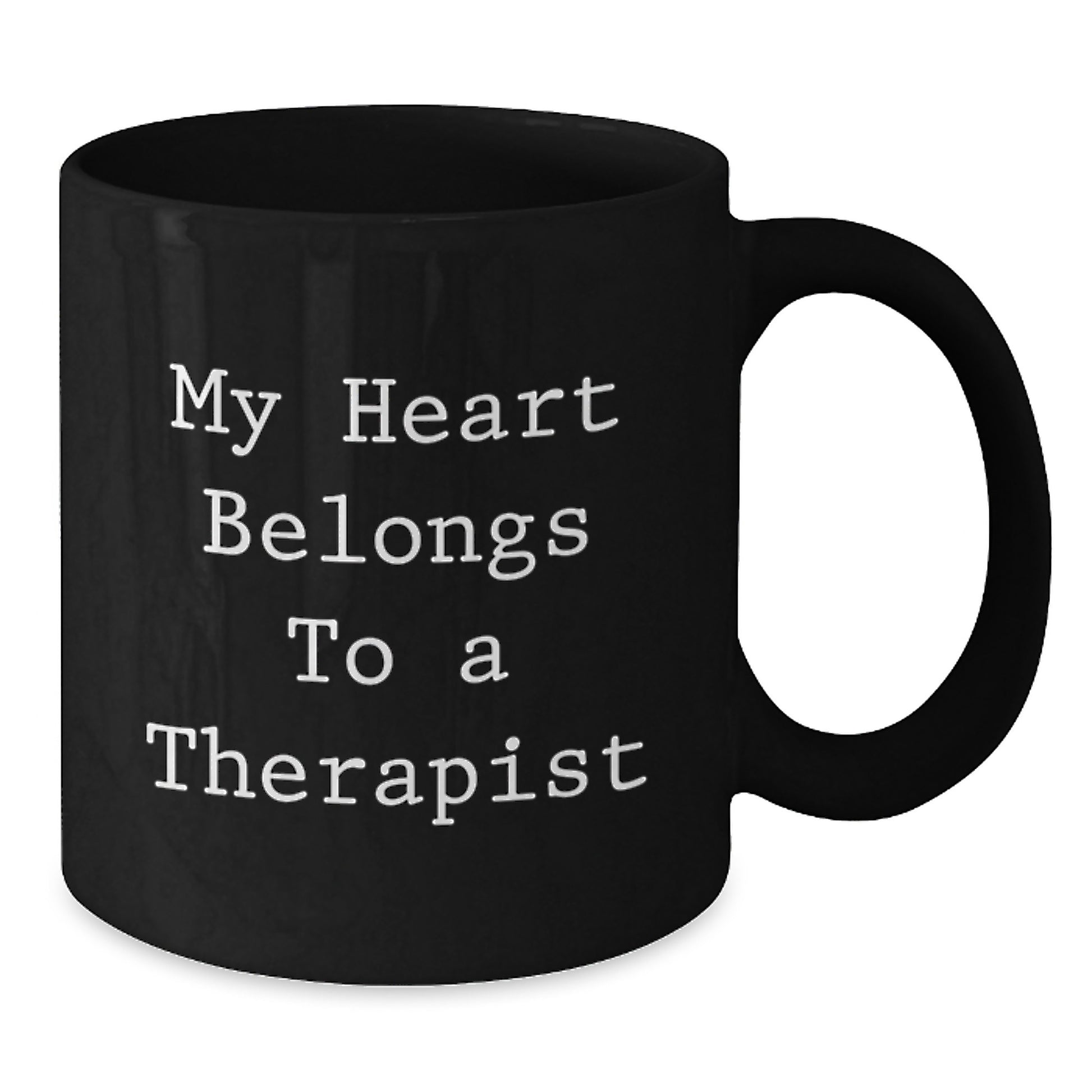 Funny Gifts from Men to Women Therapists, Black Coffee Mug, 'My Heart Belongs To A Therapist' Quote, Christmas Unique Gifts - Additional