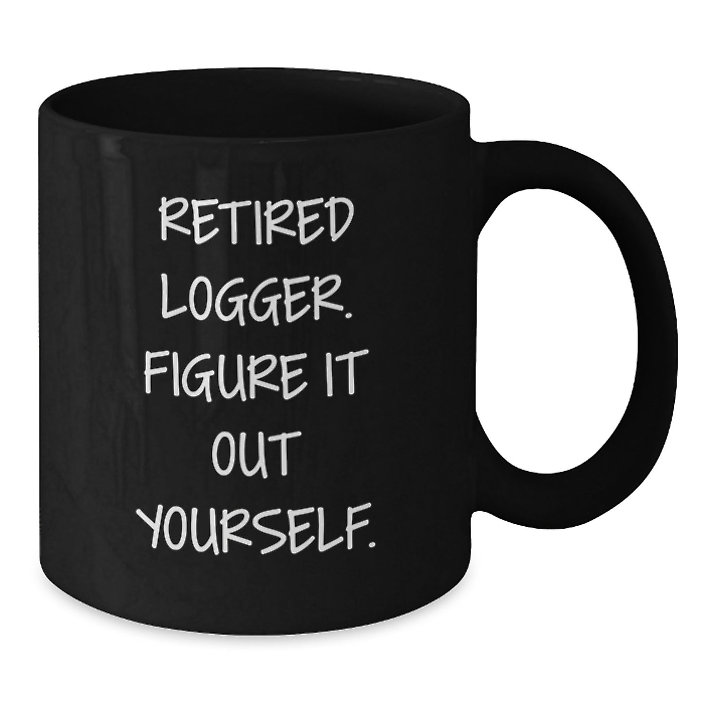 Funny Logger Gifts from Friends for Men, 'Retired Logger. Figure It Out Yourself.' Black Coffee Mug, Christmas Unique Gifts - Additional