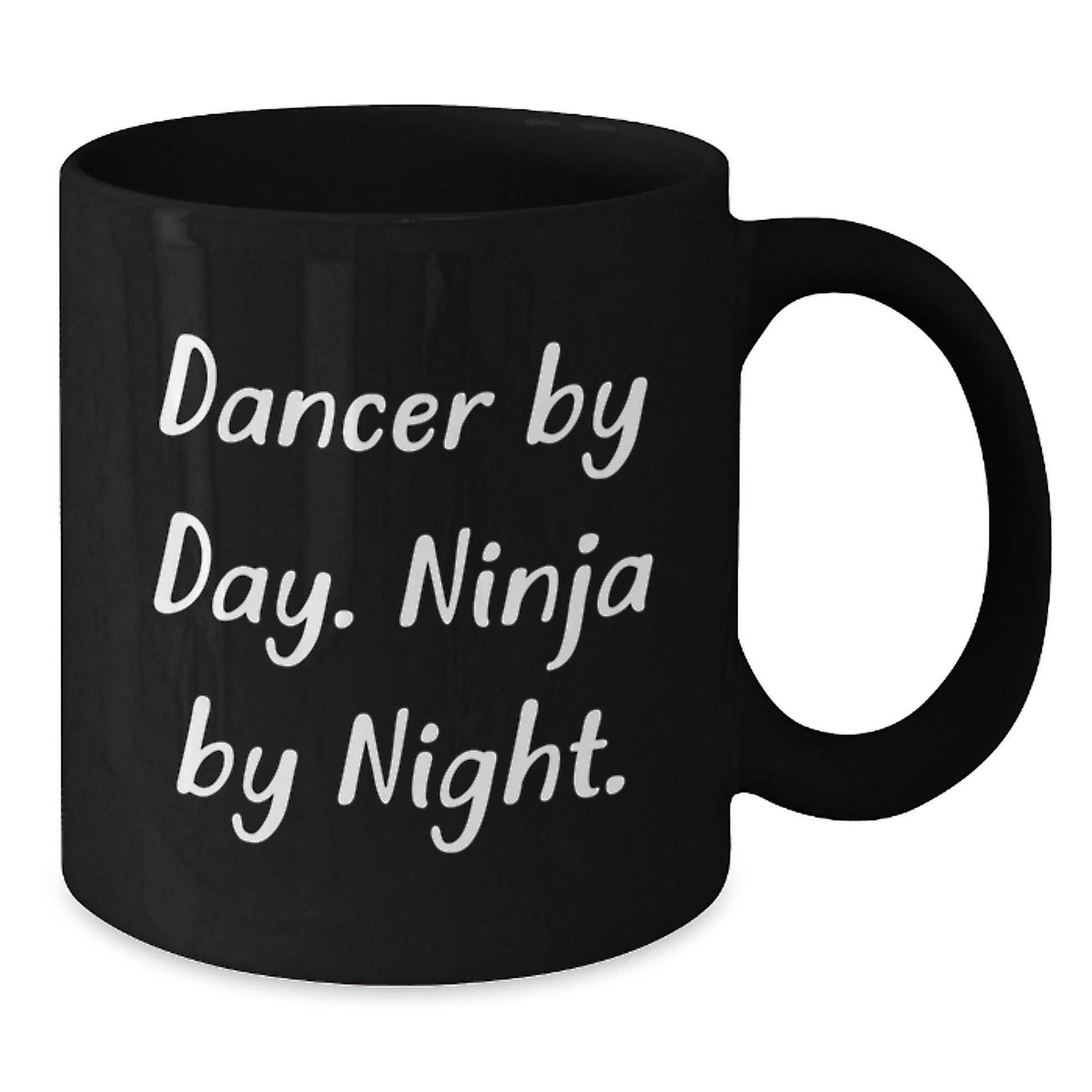 Funny Dancer Gifts Black Coffee Mug for Christmas 'Dancer By Day Ninja By Night' - Additional