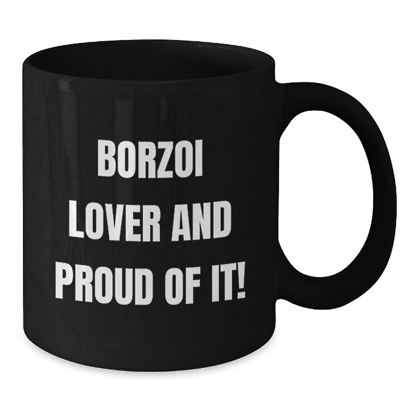 Borzoi Dog Lover Gifts from Men, Unique Birthday Unique Gifts for Friends, Funny Black Coffee Mug - Additional
