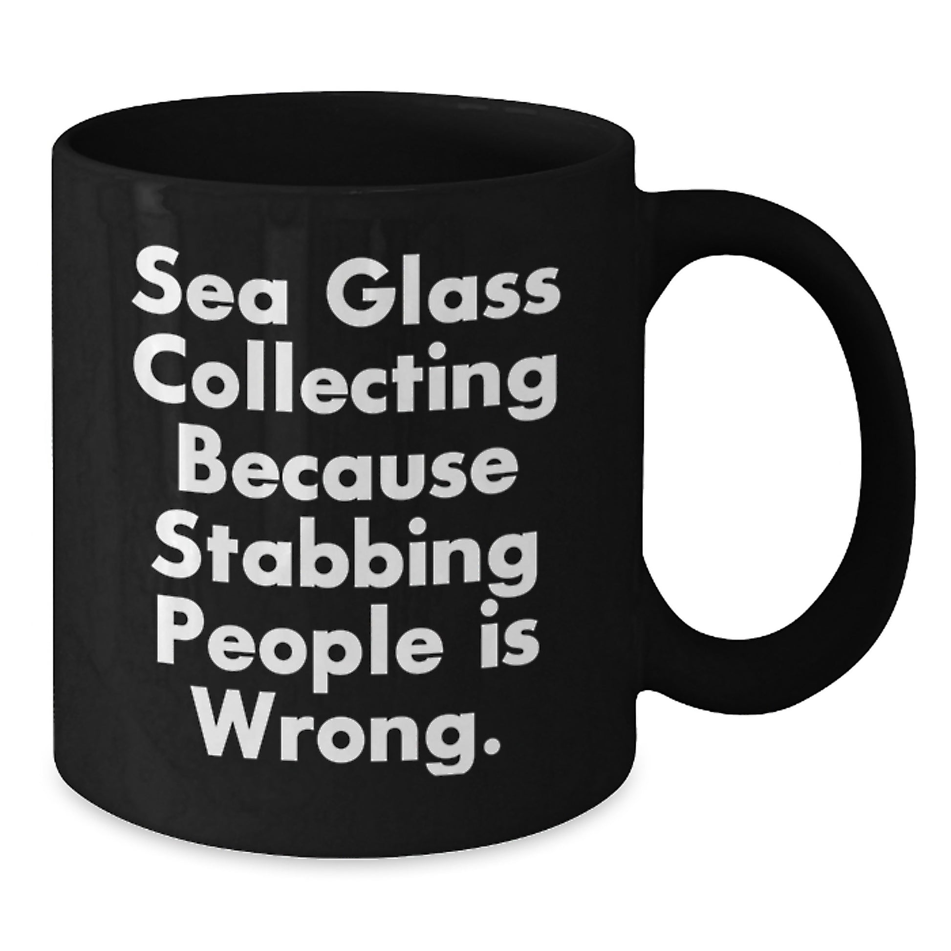 Sea Glass Collecting Humor Gifts from Friends for Sea Glass Lovers Black Coffee Mug - Additional