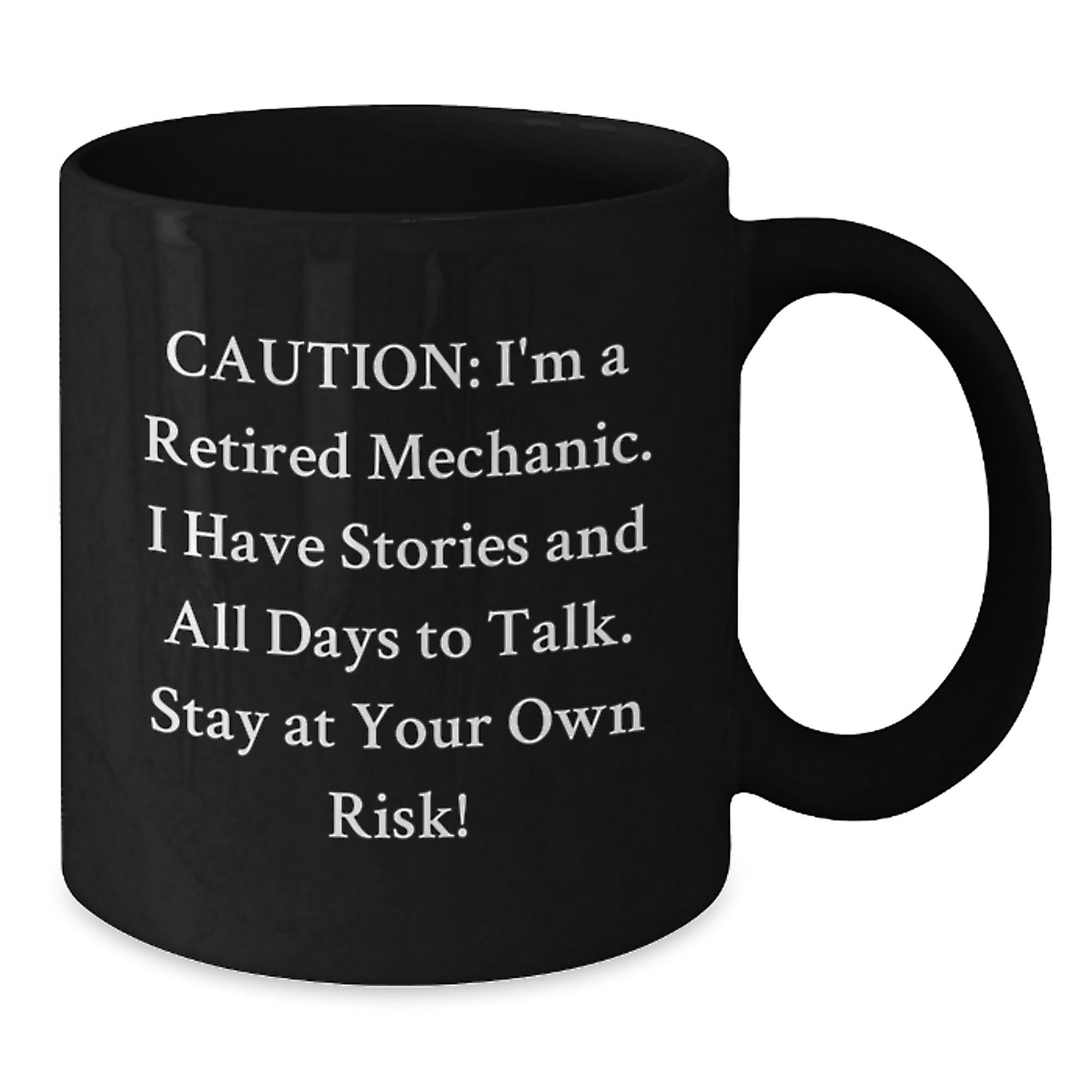Funny Gifts from Friends and Family for Mechanic Men - Black Coffee Mug with Caution Quote, Perfect for Christmas - Additional