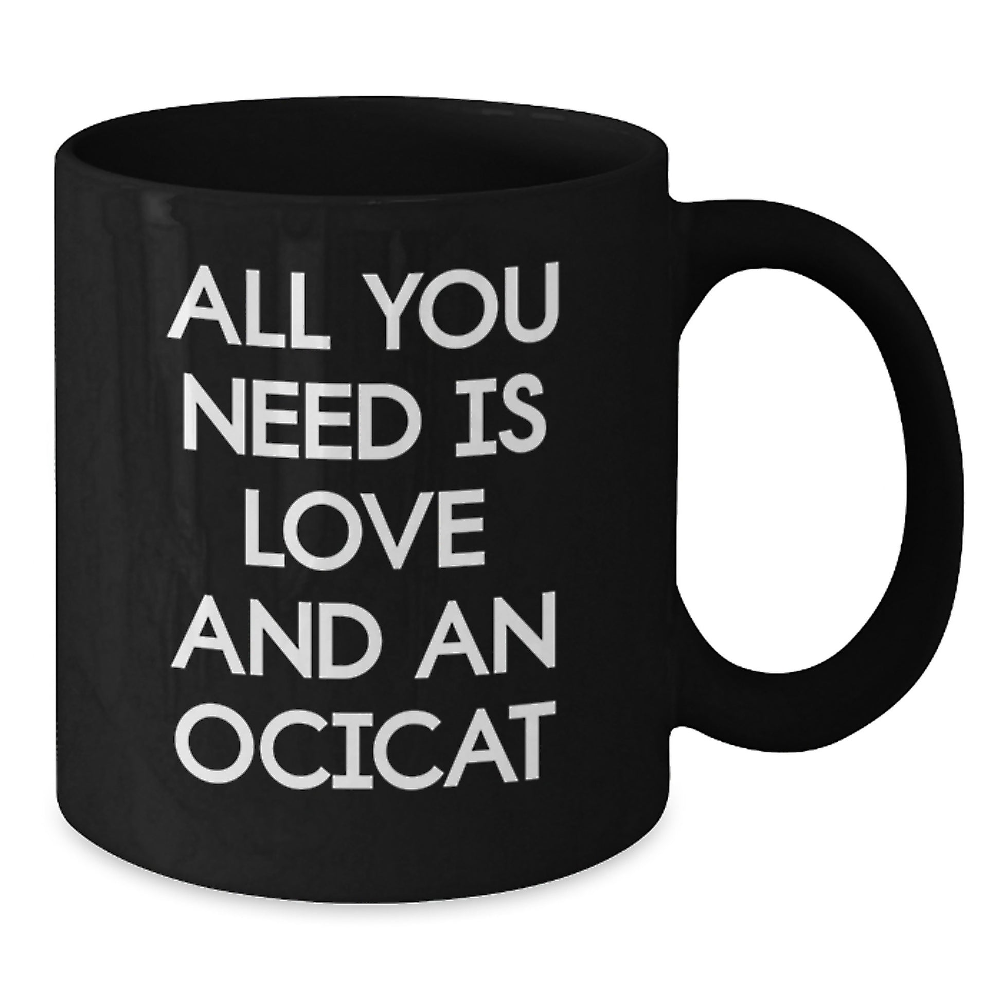 Funny Ocicat Gifts for Men from Friends - All You Need Is Love And An Ocicat Black Coffee Mug - Additional