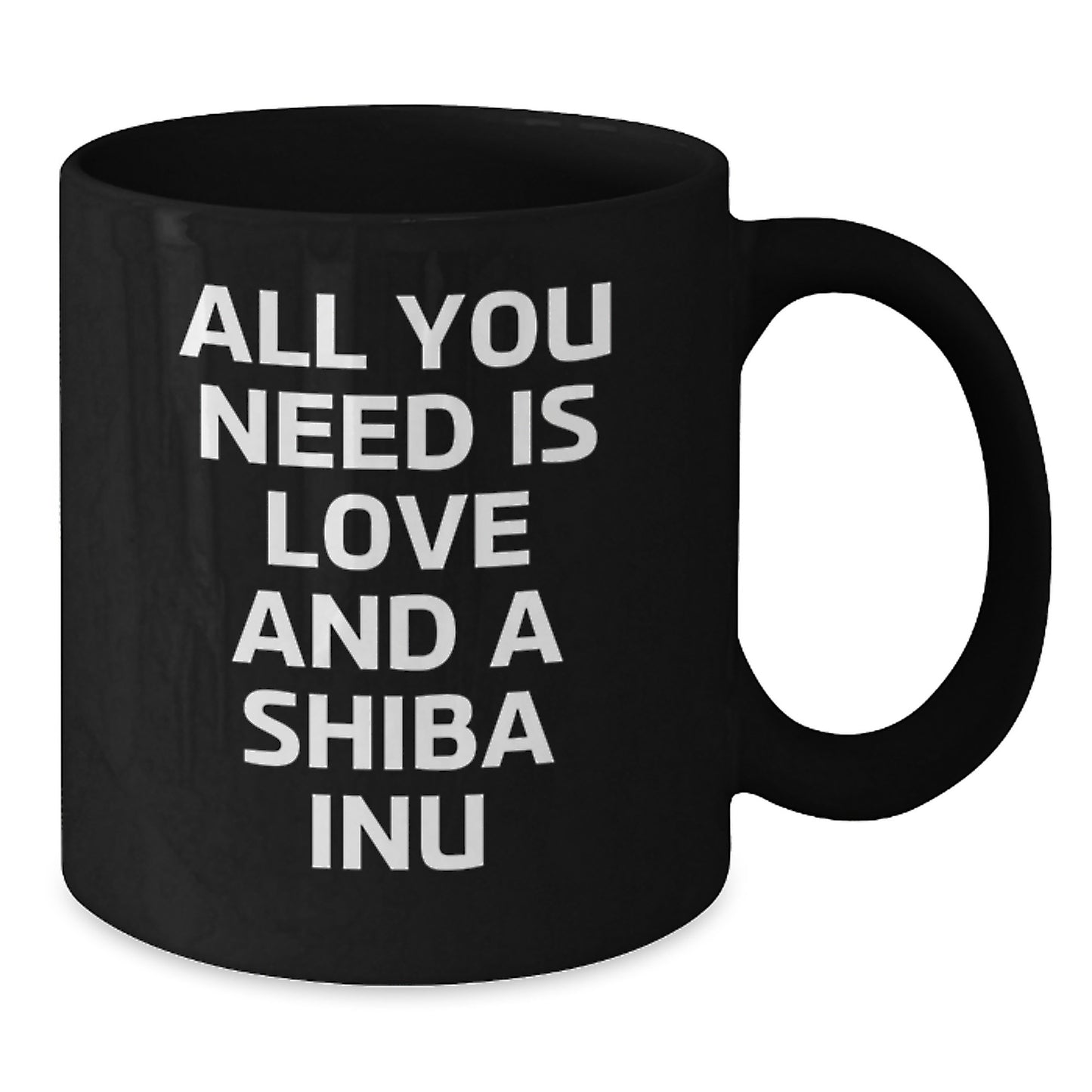Funny Shiba Inu Dog Lovers Gifts, Black Coffee Mug for Him, Her, Friends, or Family, 'All You Need Is Love And A Shiba Inu' Quote, Microwave and Dishwasher Safe - Additional