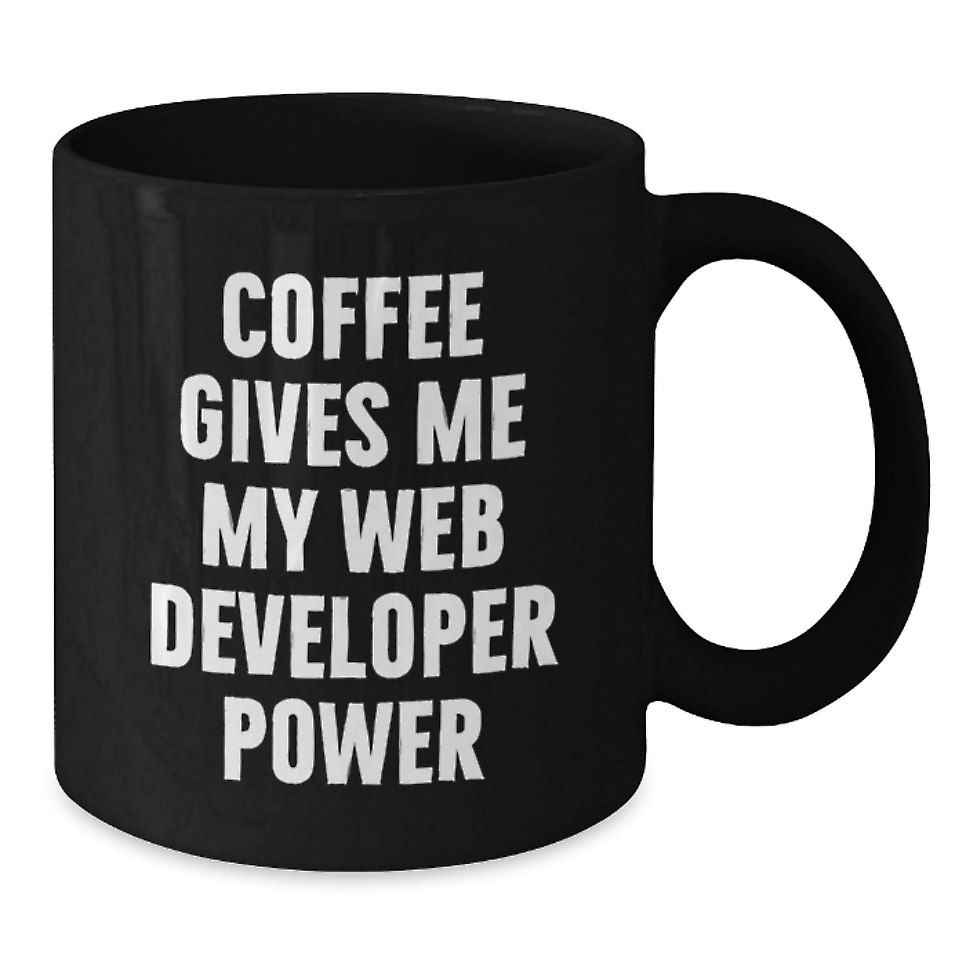 Funny Web Developer Gifts from Friends to Graduating Web Developer, Coffee Gives Me My Power - Black Coffee Mug - Additional