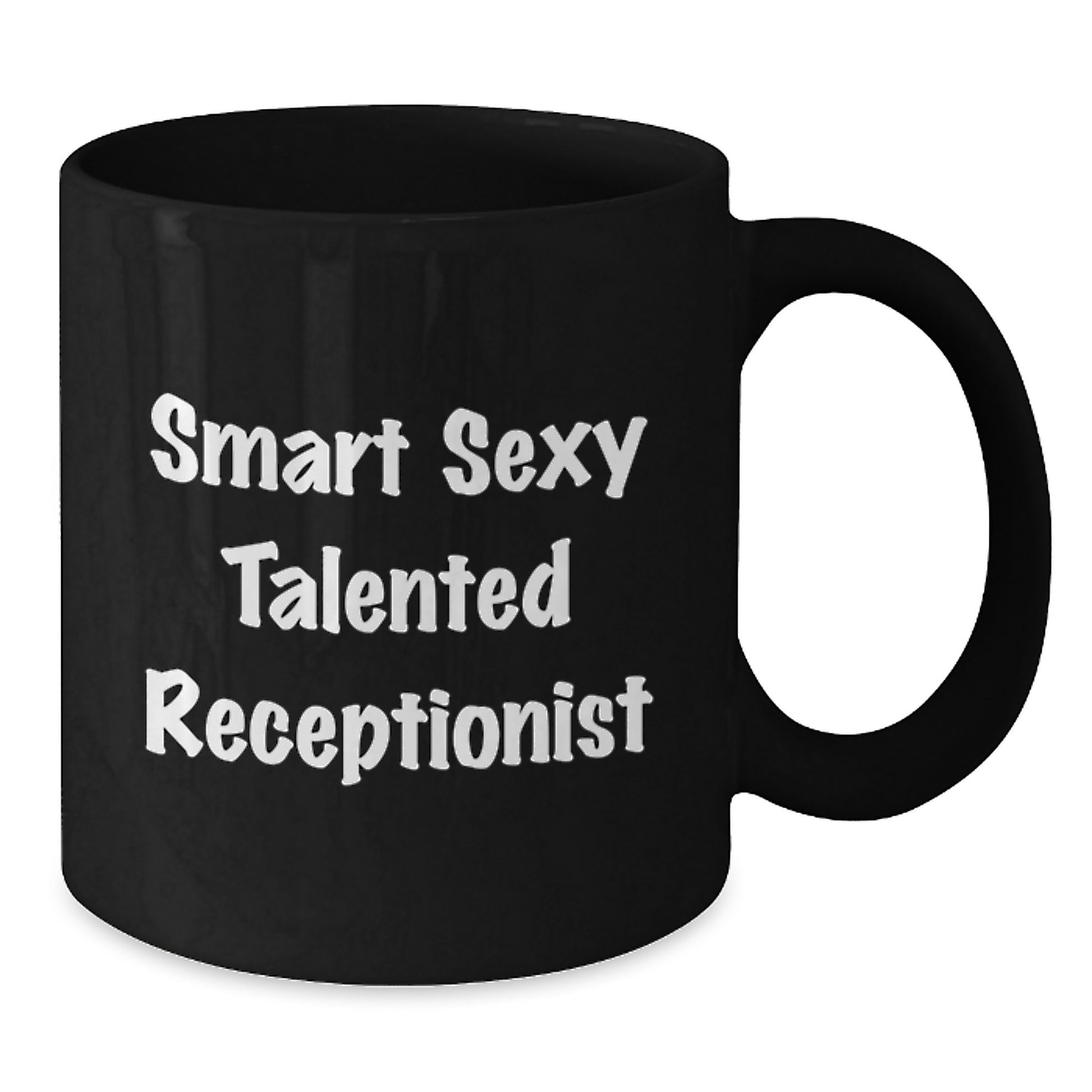 Funny Smart Sexy Talented Receptionist Gifts from Friends for Graduation Unique Black Coffee Mugs, 'You're Amazing!', 11oz or 15oz Microwave Dishwasher Safe - Additional