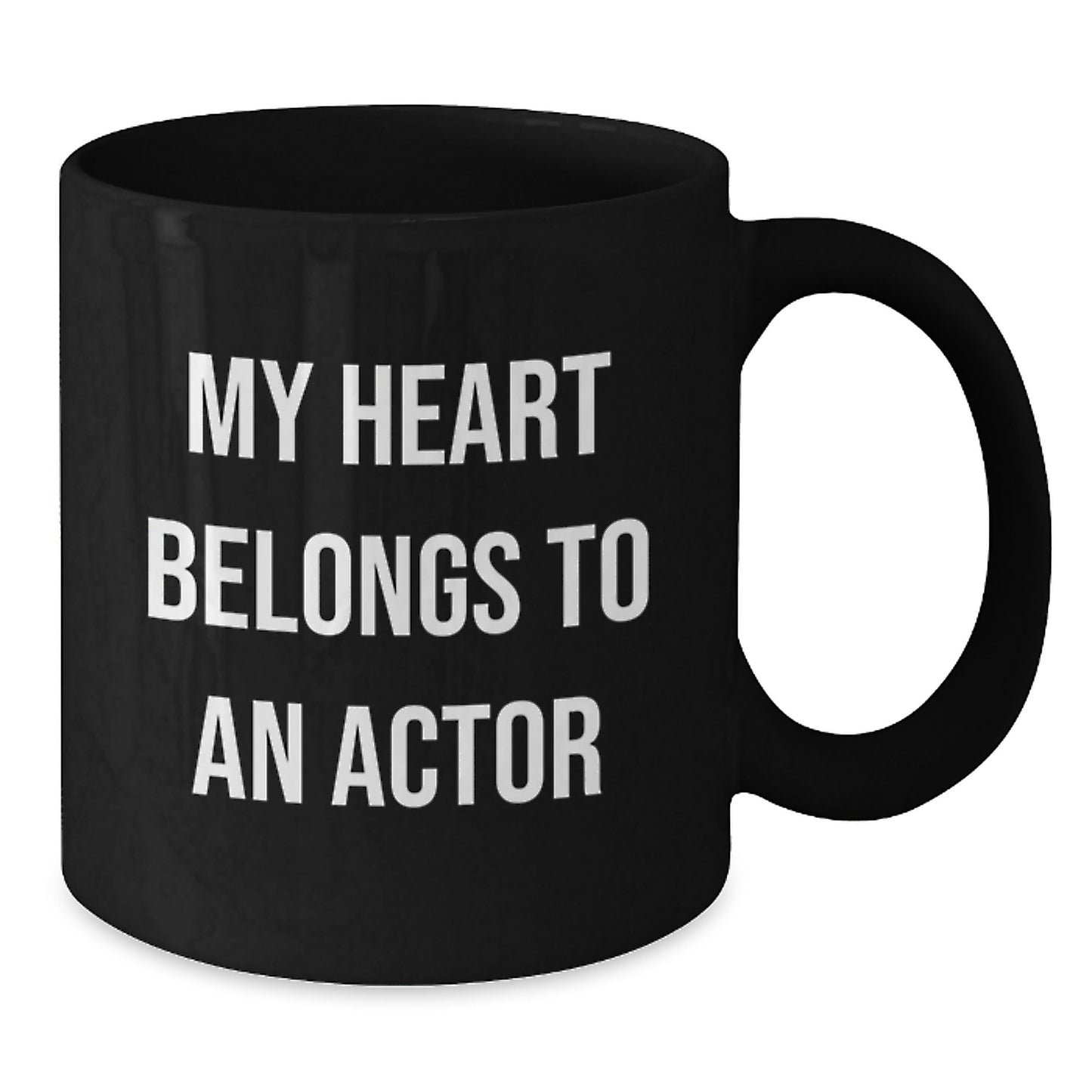 Funny Actor Gifts from Friends, Unique Christmas Unique Gifts for Actor, My Heart Belongs To An Actor Black Coffee Mug - Additional
