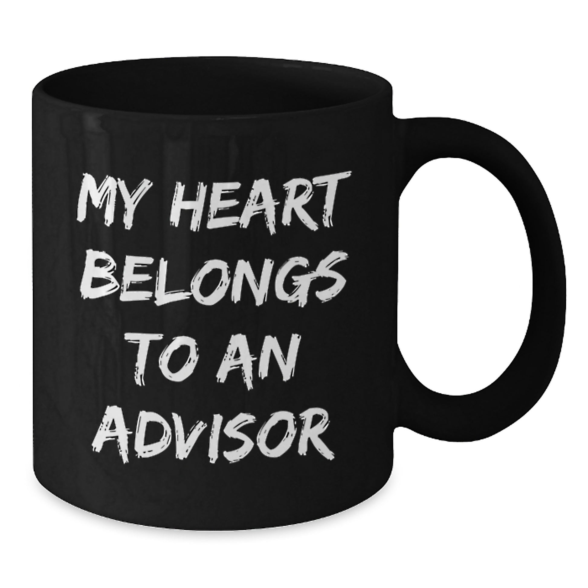 Funny Gifts from Friends to Advisors 'My Heart Belongs To An Advisor' Inspirational Black Coffee Mug, Advisor Christmas Unique Gifts for Men Women - Additional