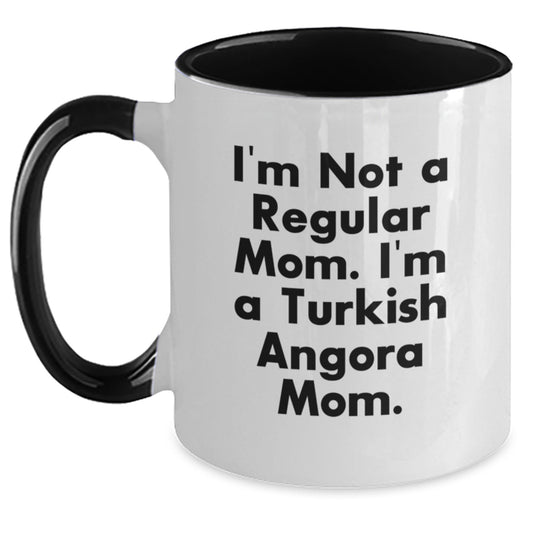 Turkish Angora Cat Mom, Funny Two Tone Coffee Mugs for Graduation, Gifts from Friends to Men, 'I'm Not A Regular Mom. I'm A Turkish Angora Mom.' - Main