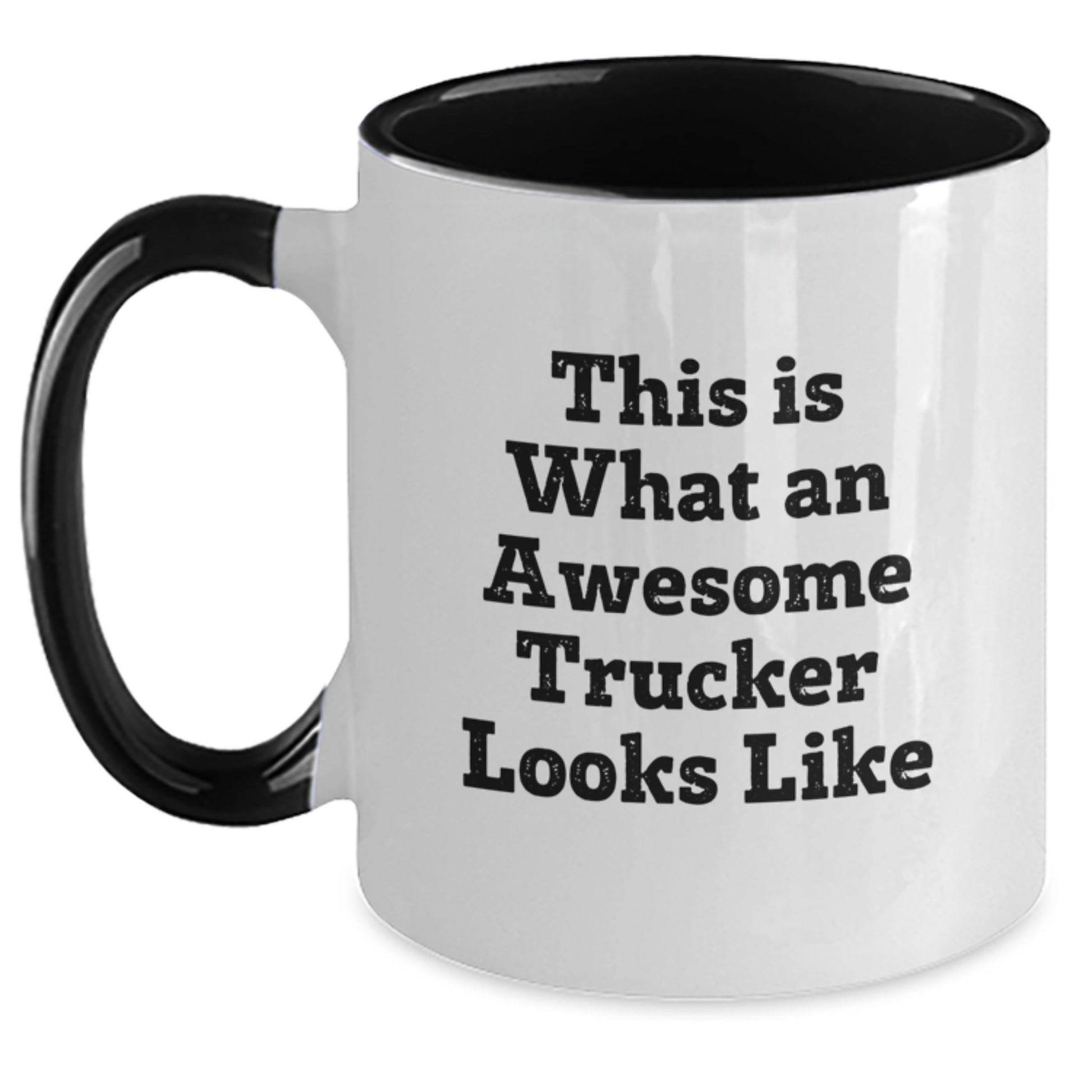 Funny Trucker Gifts from Men for Awesome Trucker Friends, This Is What An Awesome Trucker Looks Like Two Tone Coffee Mug, Christmas Unique Gifts for Him - Main