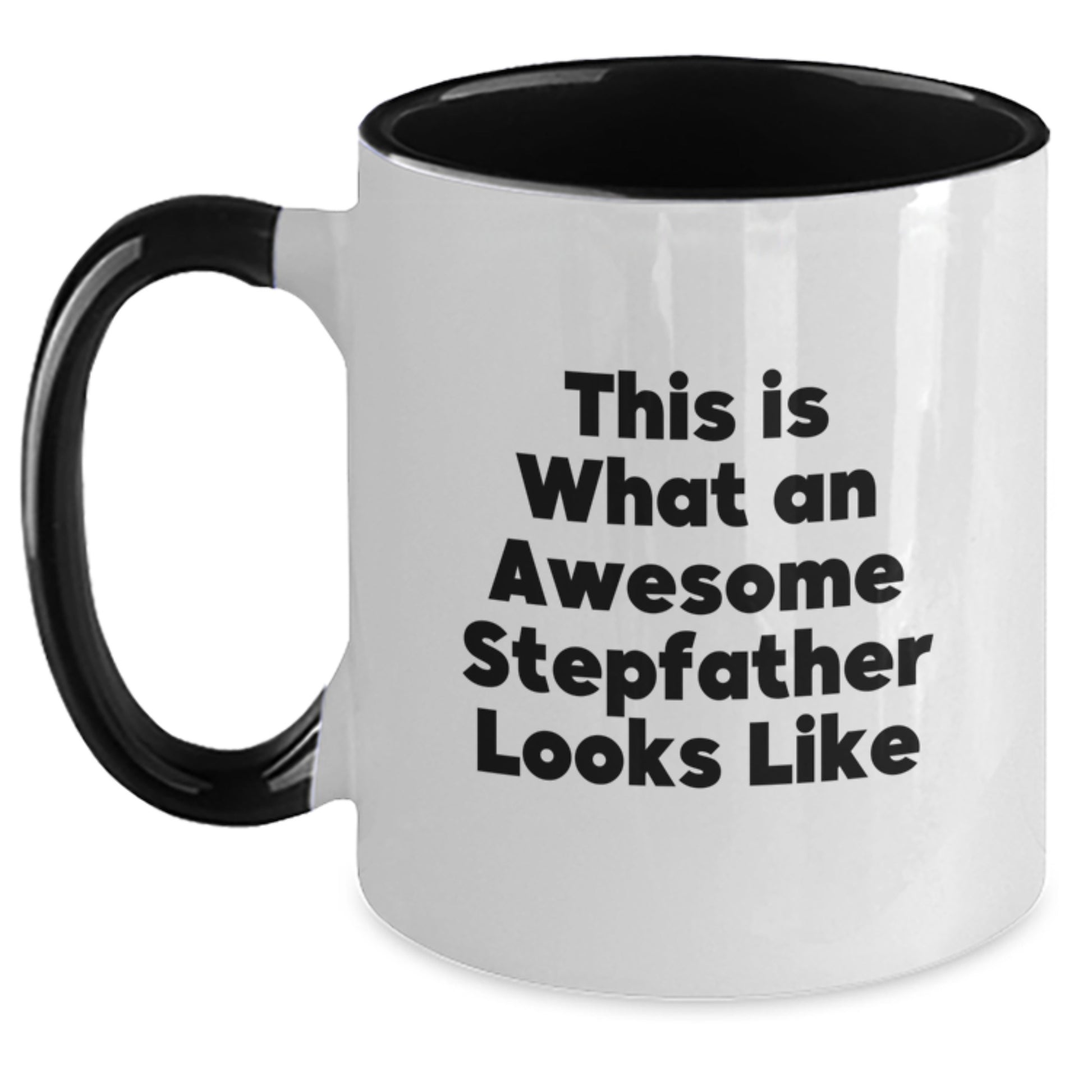 Funny Stepfather Gifts from Friends - This Is What An Awesome Stepfather Looks Like Two Tone Coffee Mug for Men, Unique Graduation Mugs - Main