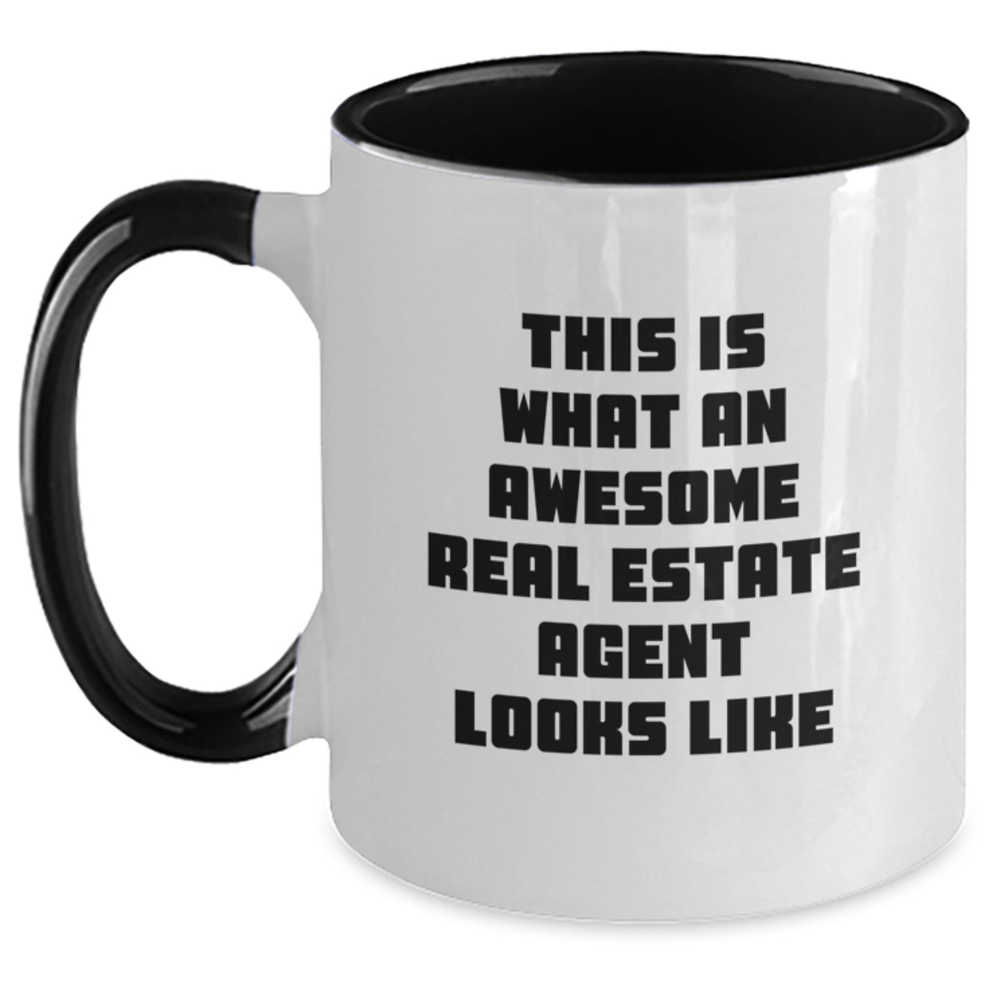 Funny Real Estate Agent Gifts for Men - 'This Is What An Awesome Real Estate Agent Looks Like' Two Tone Coffee Mug, Gifts from Men to Real Estate Agent, Birthday Unique Gifts - Main