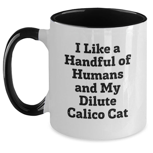 Dilute Calico Cat Funny Quote Gifts from Friends for Dilute Calico Cat Lovers Two Tone Christmas Coffee Mugs - Black and White - Main