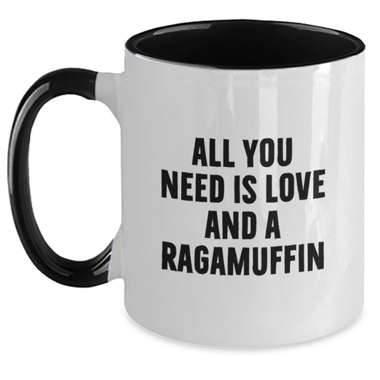 Ragamuffin Cat Gifts, All You Need Is Love And A Quote, Two Tone Coffee Mug for Graduation, Funny Gifts from Friends, Gifts for Ragamuffin Cat Lovers - Main