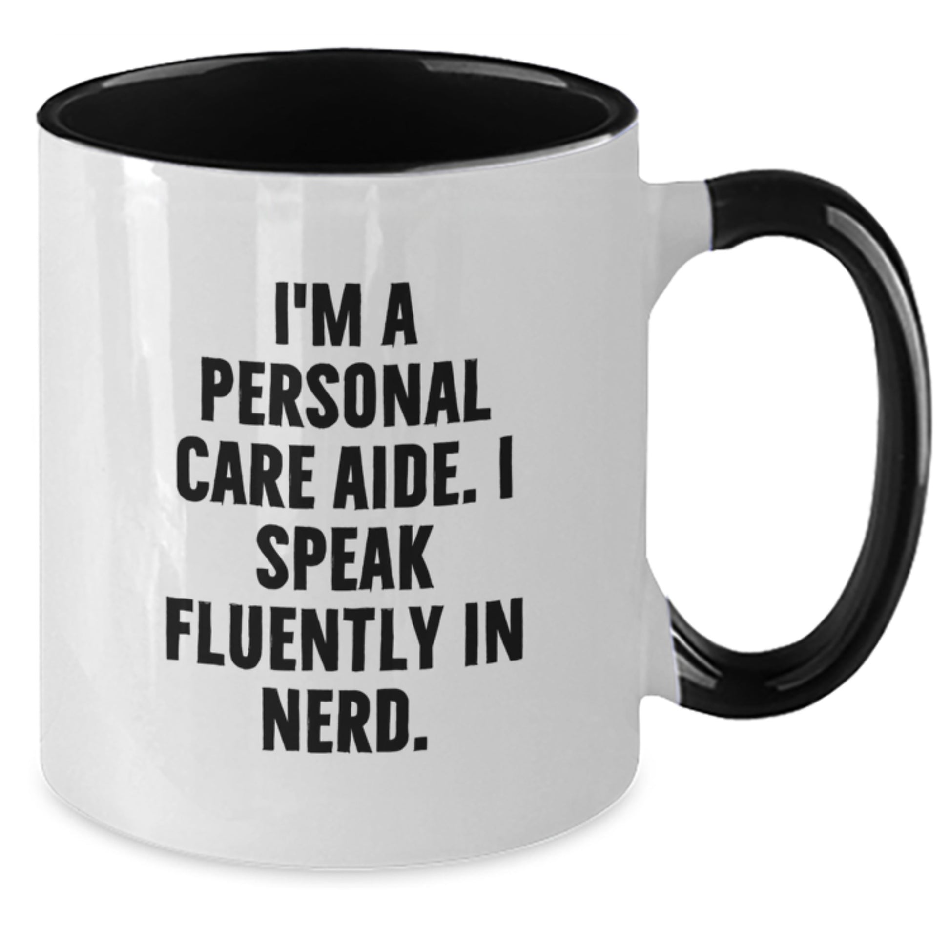 Funny Personal Care Aide Gifts from Friends and Family - I Speak Fluently In genius Christmas Two Tone Coffee Mug, Unique Personal Care Aide Mugs for Coworkers - 11oz Ceramic - Additional