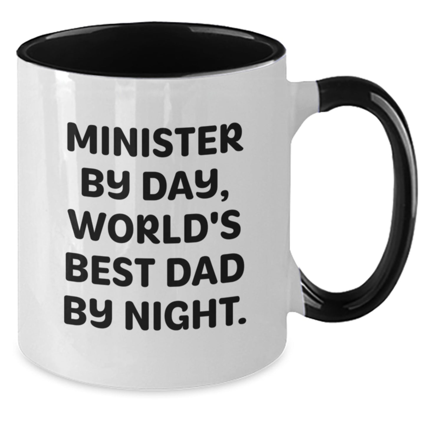 Funny Minister Gifts for Men from Friends and Family - Minister By Day, World's Best Dad By Night Two Tone Coffee Mug Christmas Unique - Additional