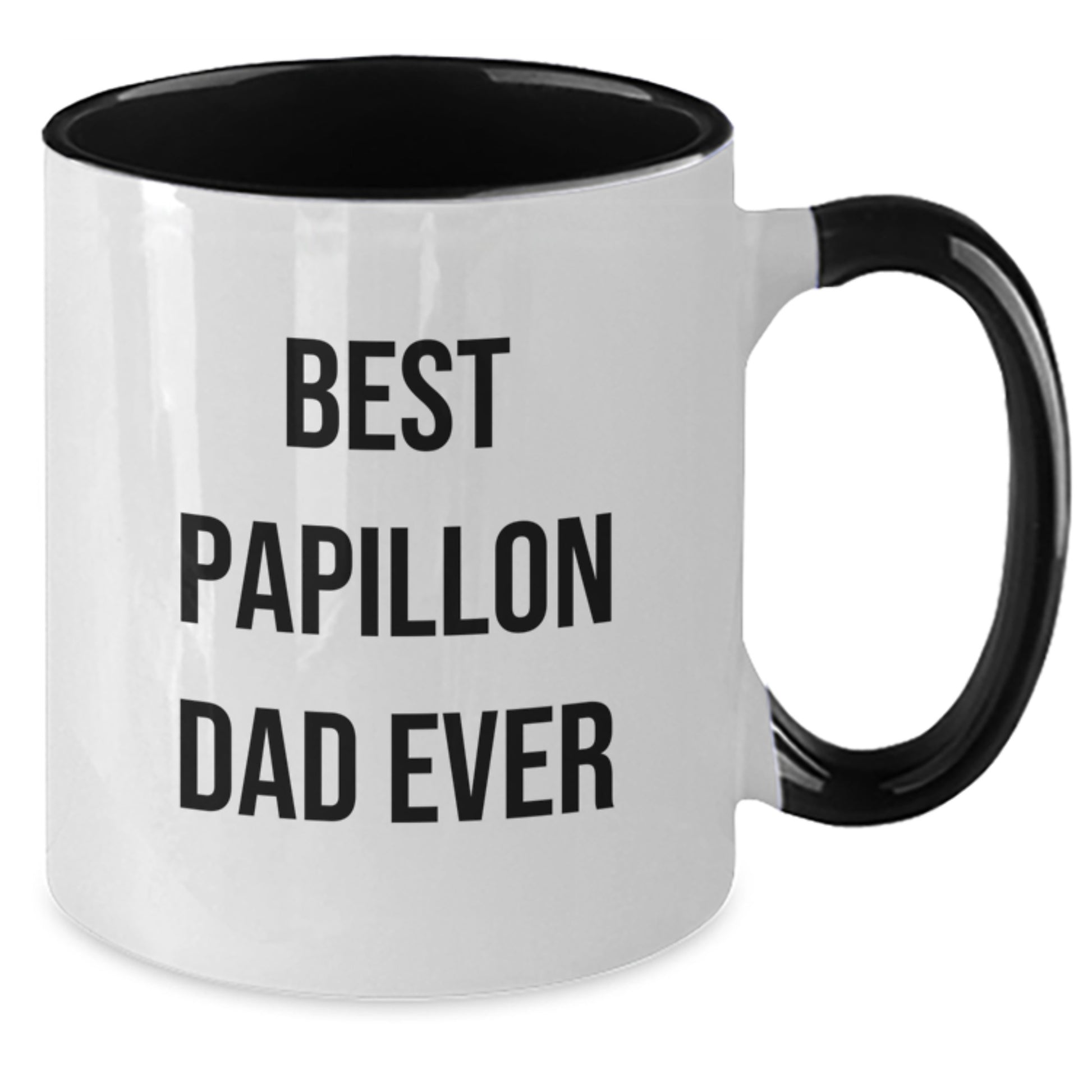 Funny Papillon Dog Lover Gifts from Men to Papillon Dog Owners on Birthday, Best Papillon Dad Ever Two Tone Coffee Mug, Unique Papillon Dog Mom Gifts - Additional