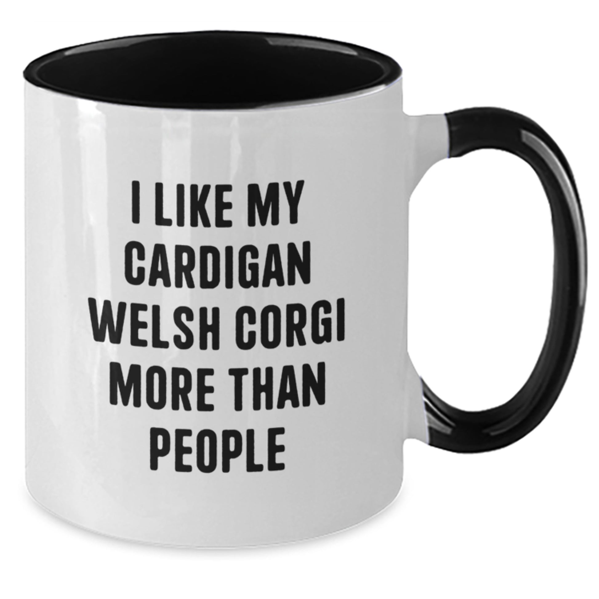 Funny Cardigan Welsh Corgi Dog Lover Gifts from Friends and Family - I Like My Cardigan Welsh Corgi More Than People Two Tone Coffee Mug for Birthday - Additional