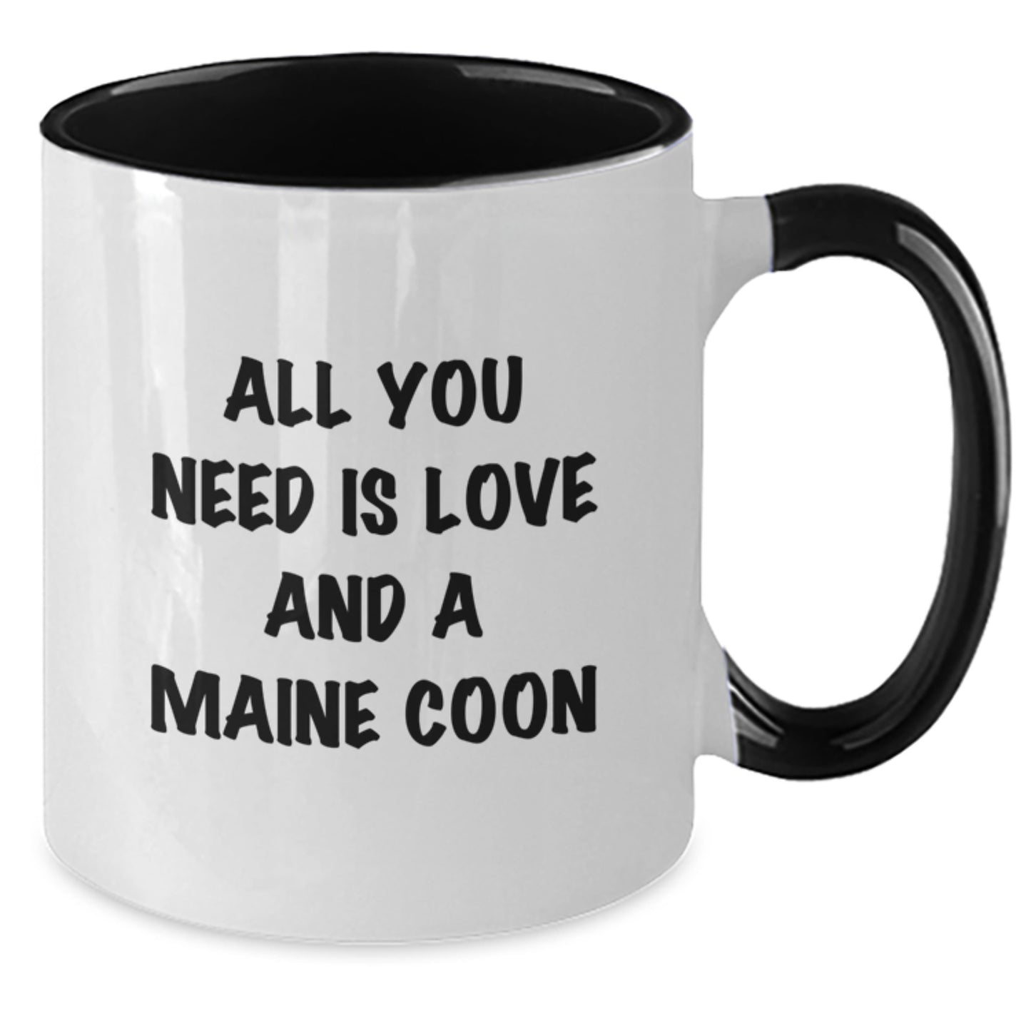 Funny Maine Coon Cat Gifts from Friends for Graduation - Two Tone Coffee Mug with All You Need Is Love And A Maine Coon Quote - Additional