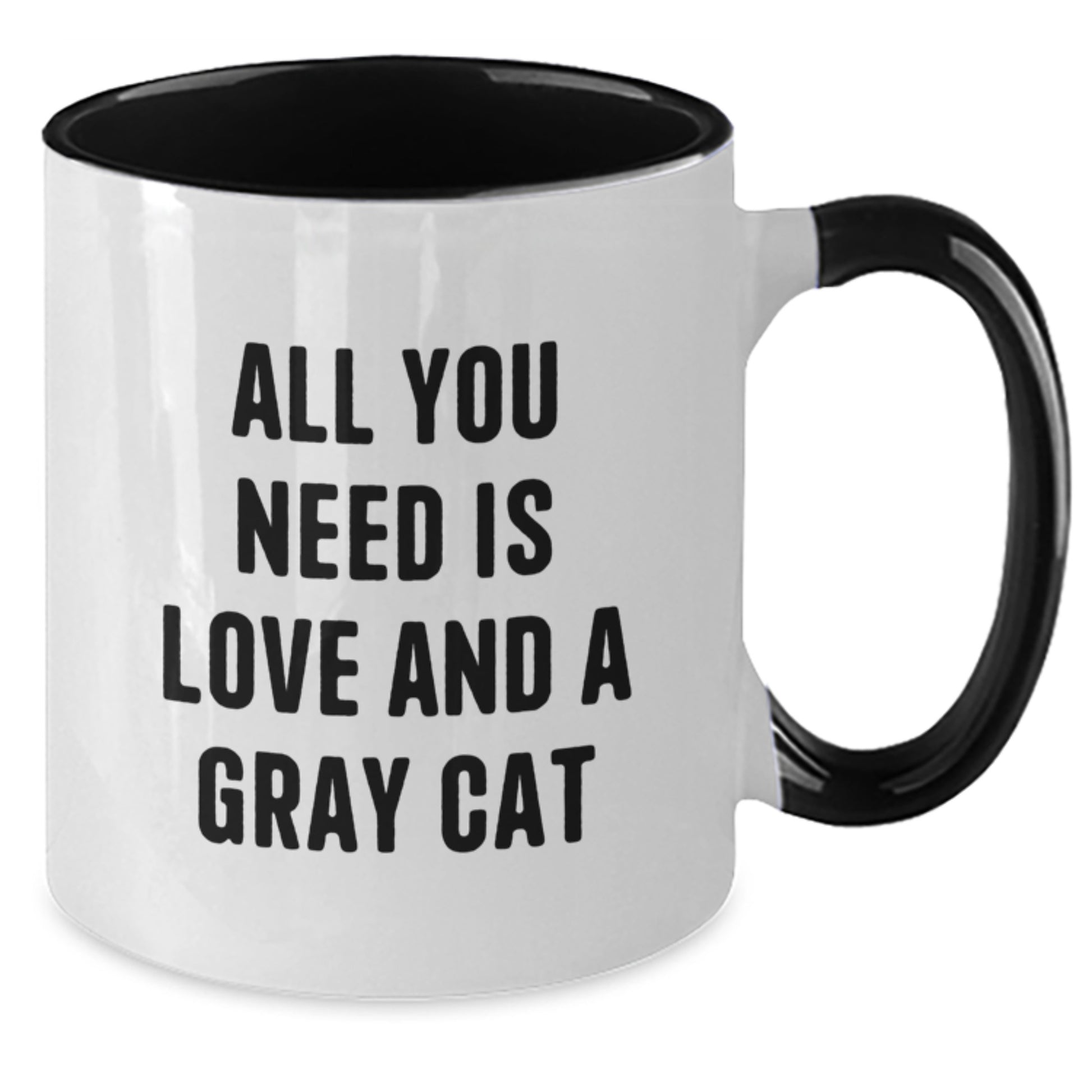 Funny Gray Cat Lover Gifts from Men to Women, Christmas Unique Gifts for Friends and Family with Two Tone Coffee Mugs, 'All You Need Is Love And A Gray Cat' - Additional