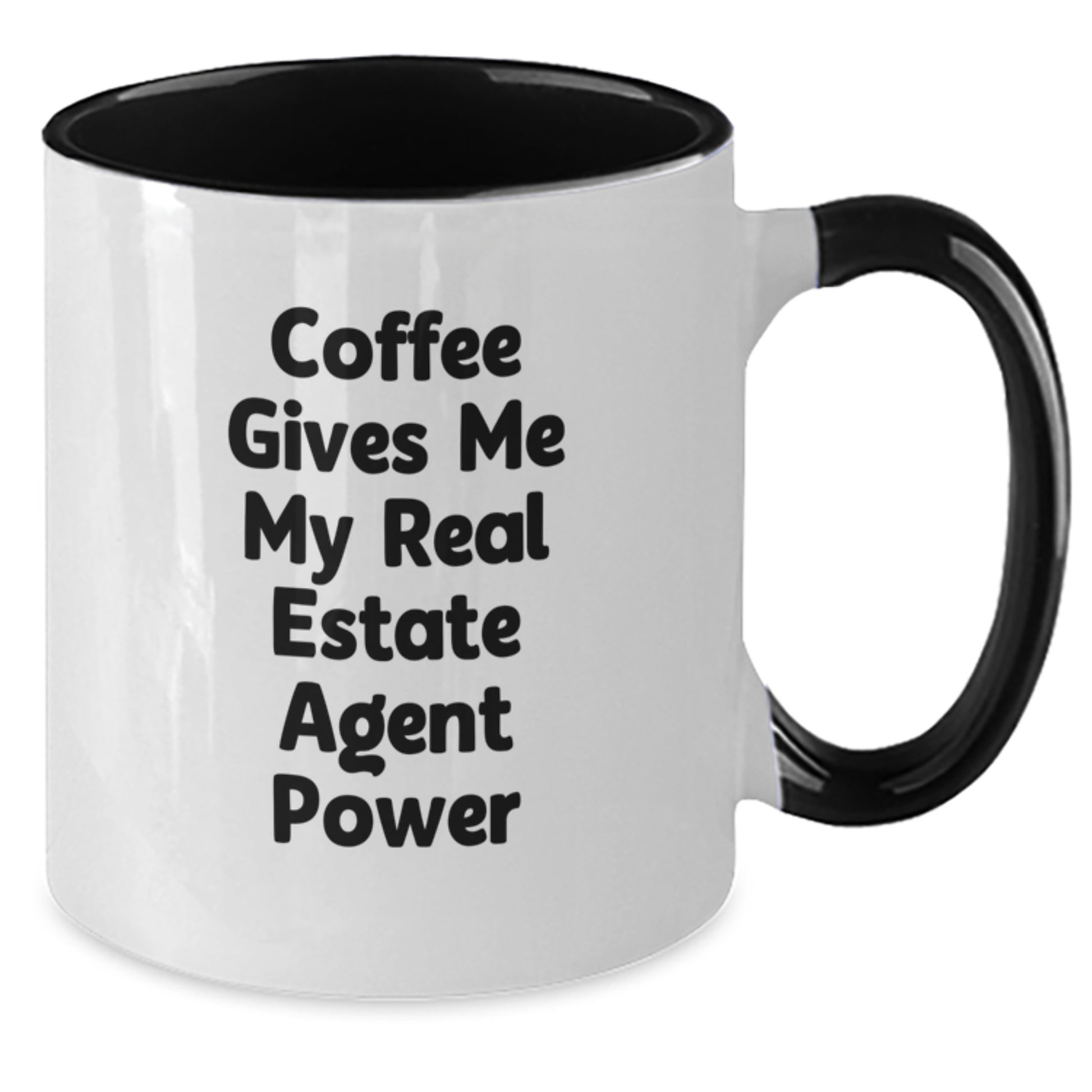 Funny Real Estate Agent Gifts from Friends - Coffee Gives Me My Real Estate Agent Power Two Tone Mug, Birthday Unique Gifts for Real Estate Agent, Real Estate Agent Mugs - Additional