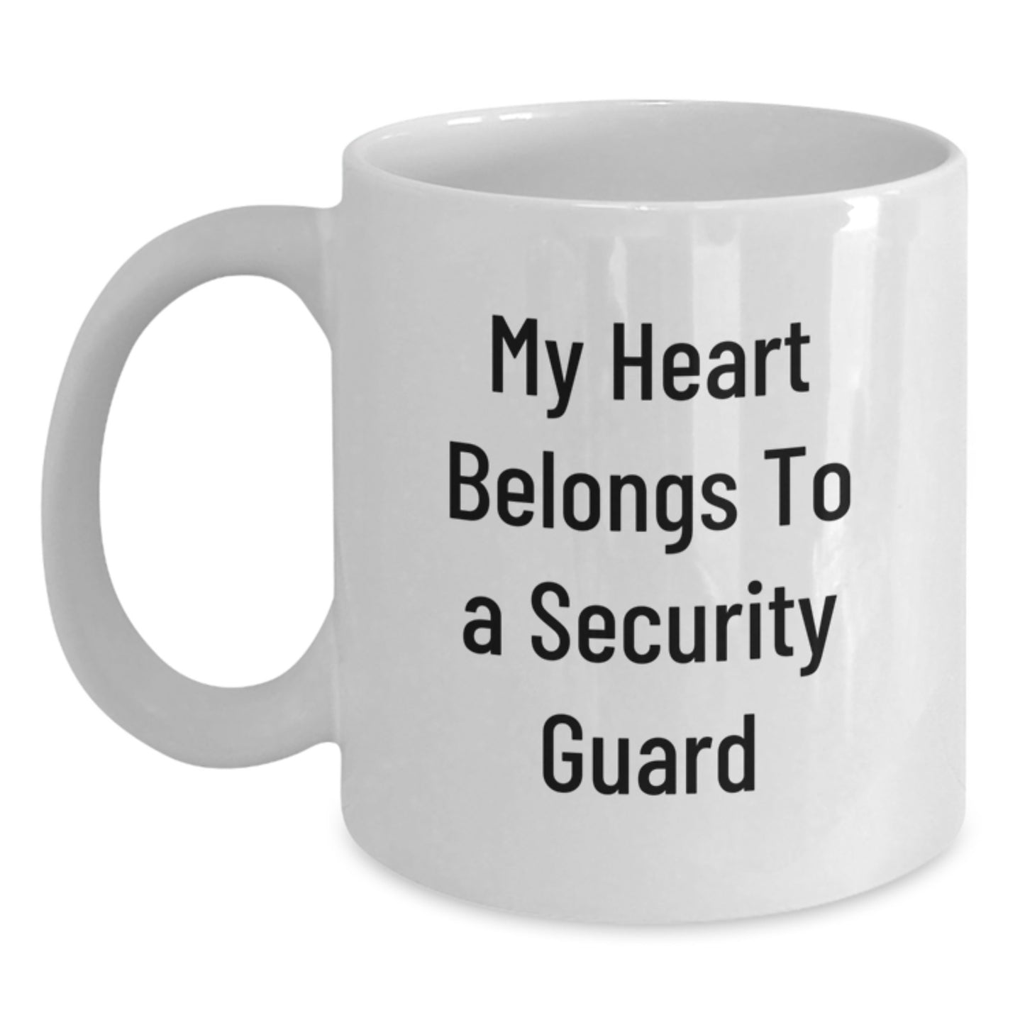 Gifts from Family - Funny Security Guard White Coffee Mug - 'My Heart Belongs To A Security Guard' Christmas Unique Gifts for Security Guard - Main