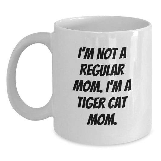 Funny Tiger Cat Mom Gifts from Mom to Tiger Cat Lover Friends 11oz White Coffee Mug - Main