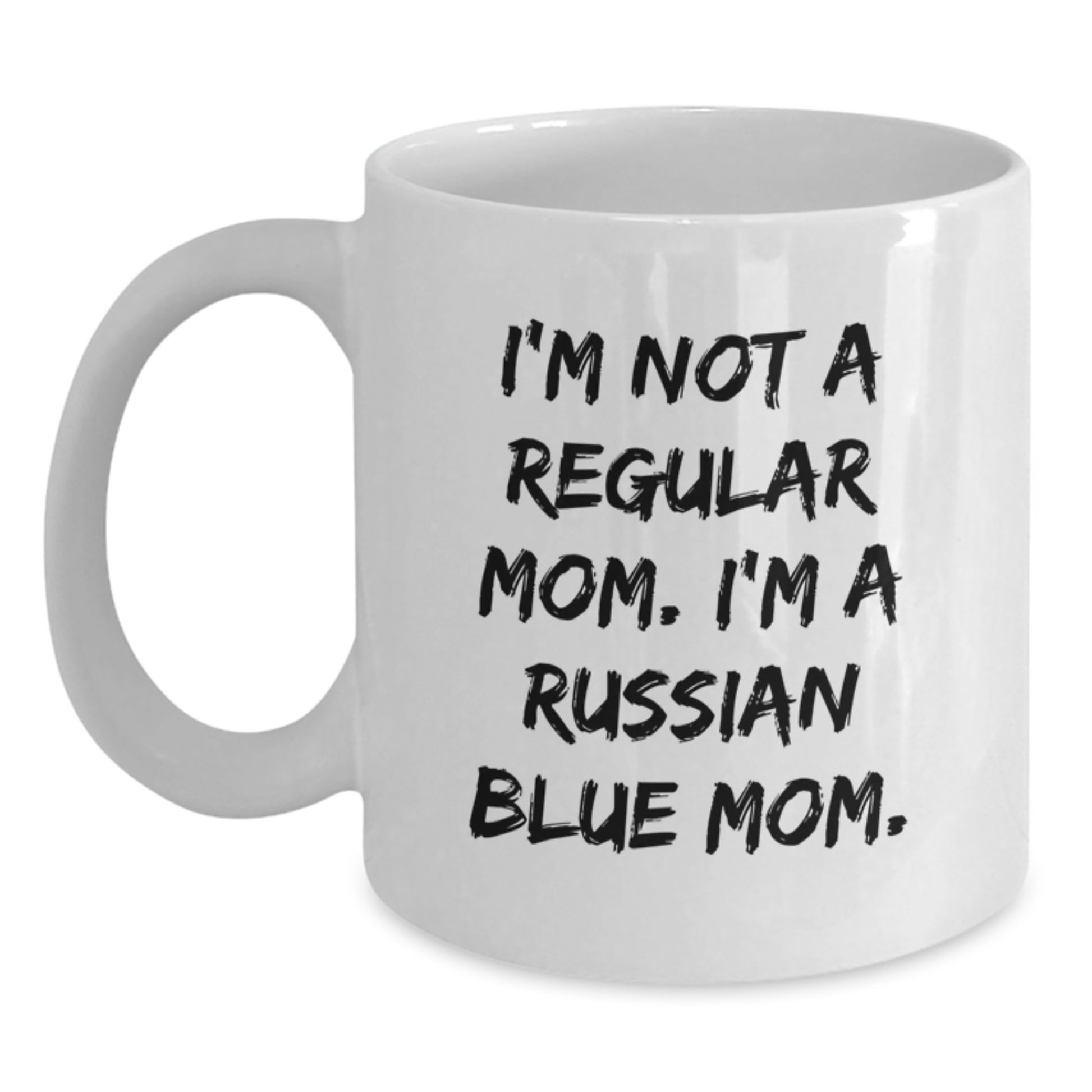 Funny Russian Blue Cat Mom Gifts from Family, Unique Christmas Unique Gifts for Russian Blue Cat Lovers, White Coffee Mug - Main