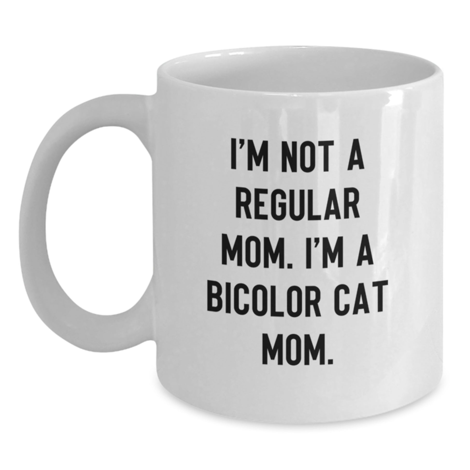 Funny Bicolor Cat Mom Gifts from Family to Friends - White Coffee Mug for Graduation Celebration - Main