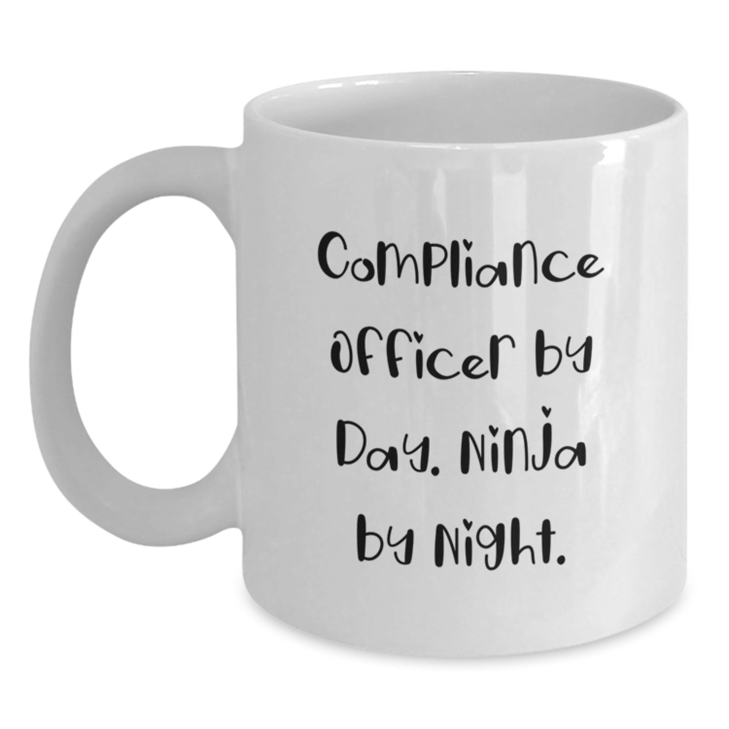 Compliance Officer Ninja Gifts for Men, Funny White Coffee Mug for Graduation, 'Compliance Officer By Day. Ninja By Night.' - Main