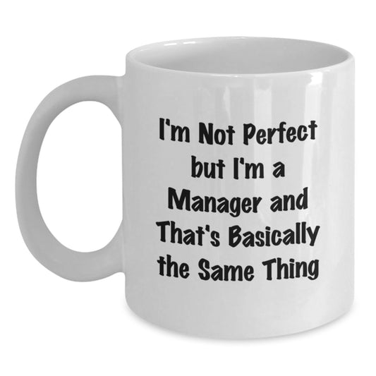 Funny Manager Gifts, White Coffee Mug, Christmas Unique Presents for Men, Women, Friends, Coworkers, Family - Main