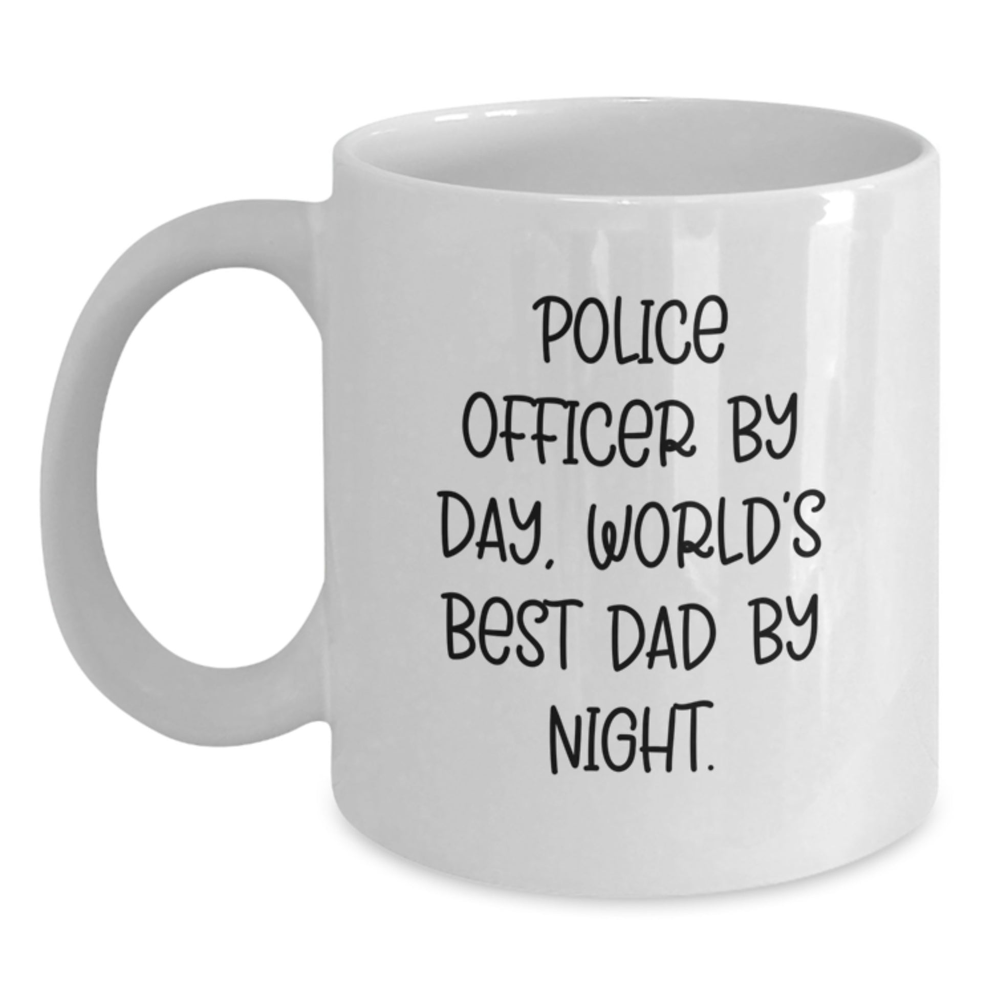 Police Officer Gifts, Police Officer By Day, World's Best Dad By Night, Funny White Coffee Mug, Birthday Unique Presents from Family, Friends, Coworkers - Main